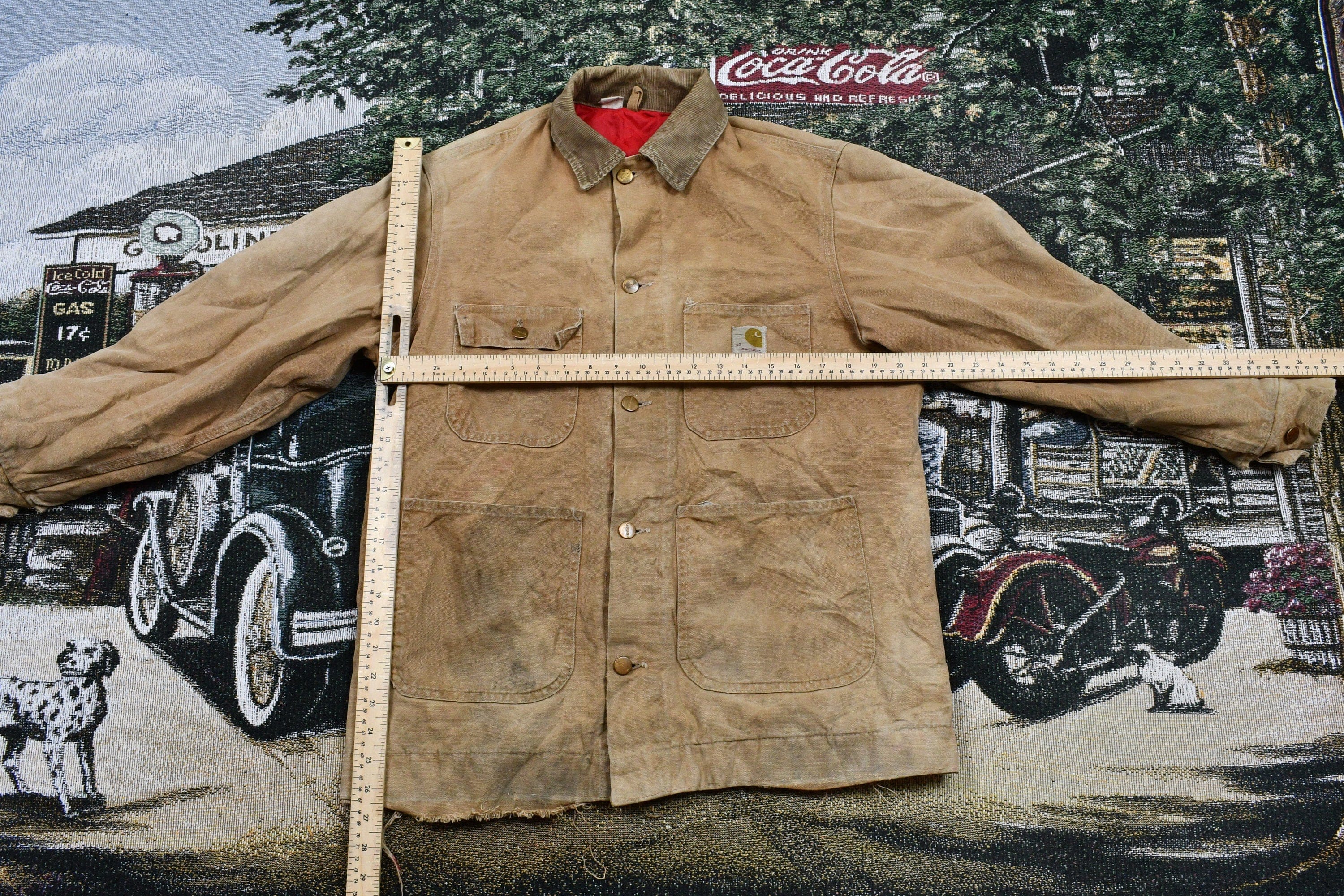 Vintage 1970s Distressed Carhartt Chore Coat Men's Large - Image 5