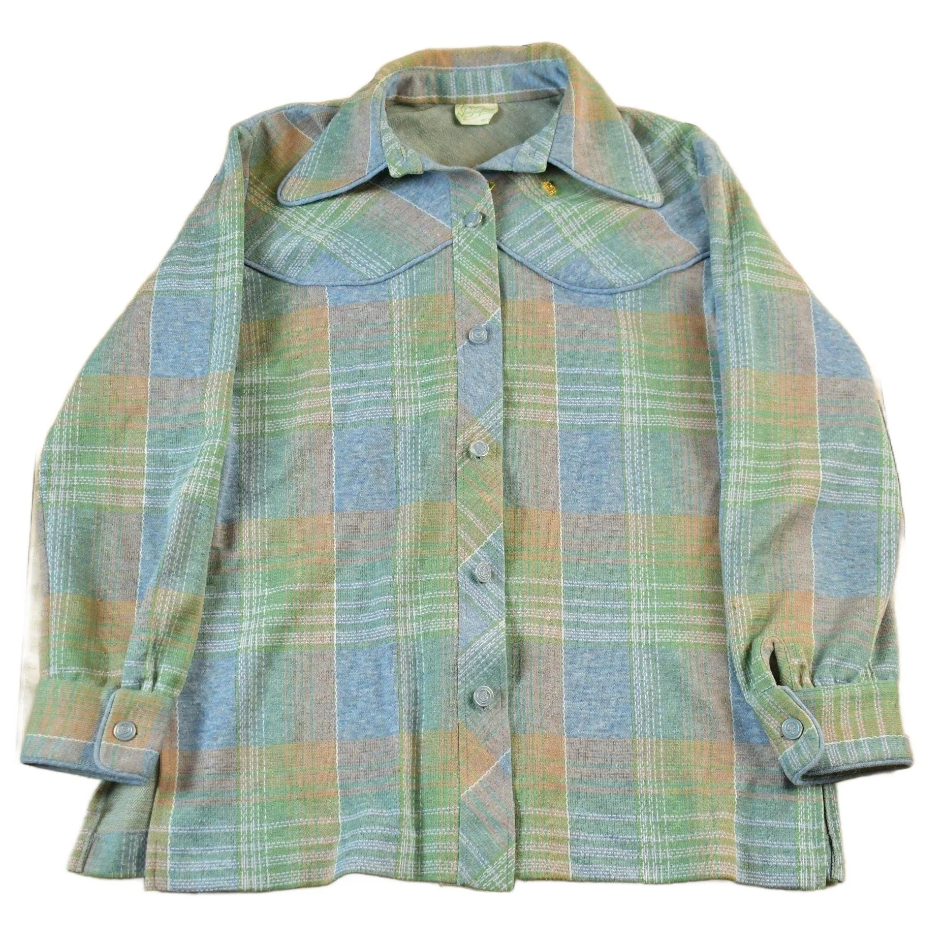 Vintage 1970s Douglas Mare Plaid Flannel Button Up Shirt Men's Large