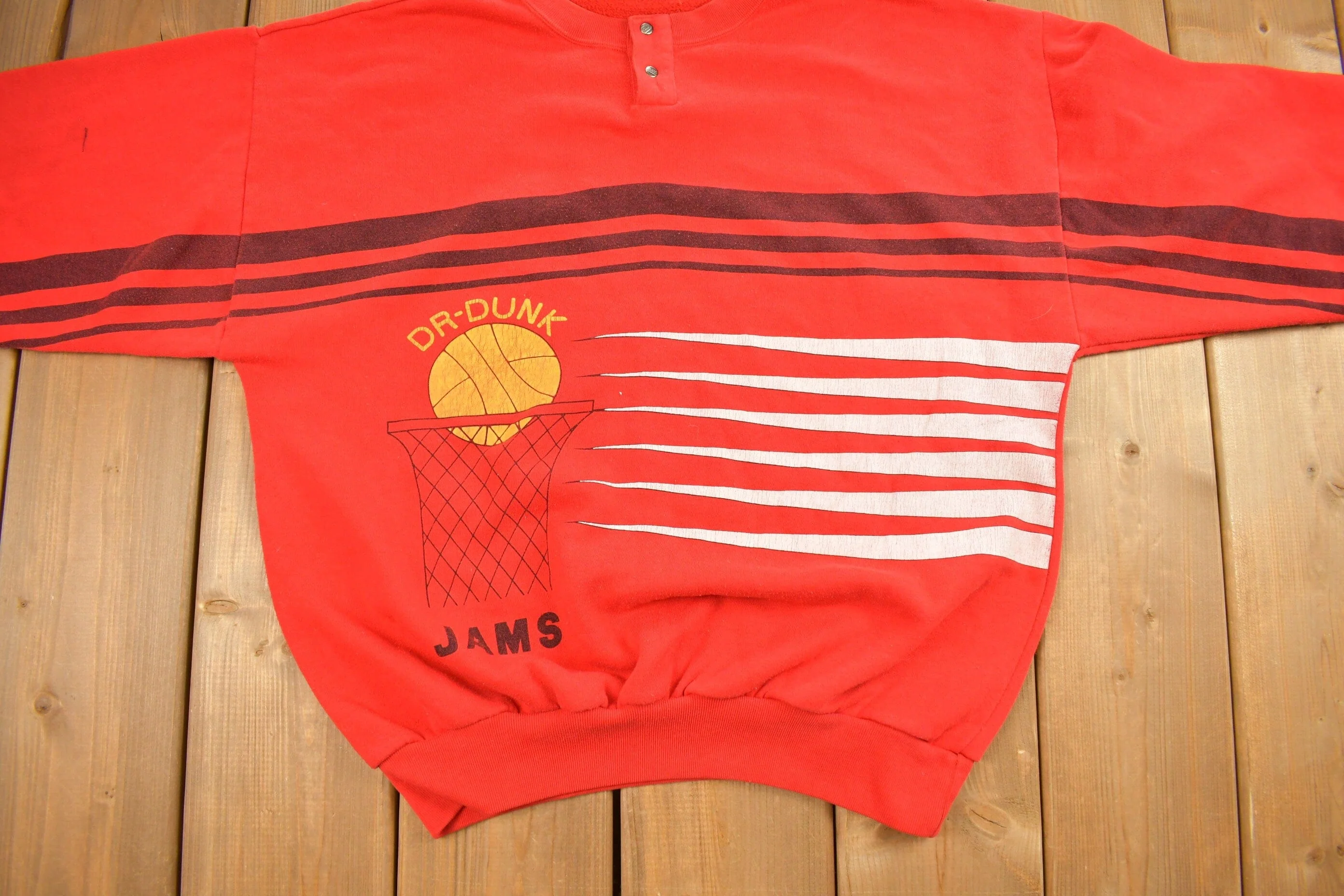 Vintage 1970s Dr Dunk Darnell Hillman NBA Henley Sweatshirt Men's Large - Image 3