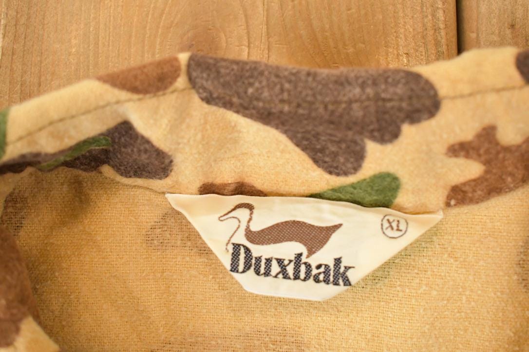 Vintage 1970s Duxbak Camo Button Up Shirt Men's L - Image 4