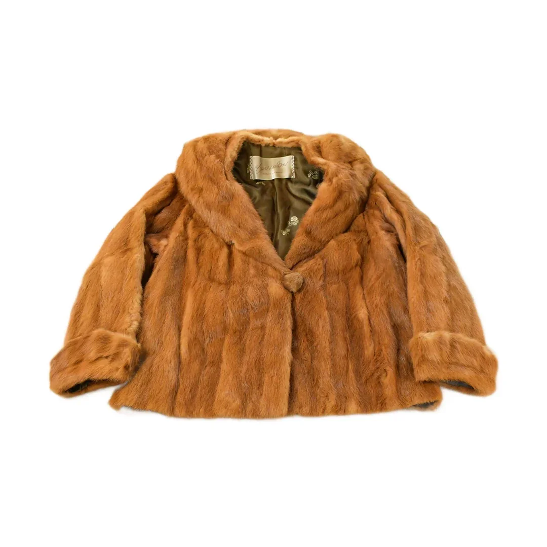 Vintage 1970s Eaton's Brown Mink Fur Coat Women's L