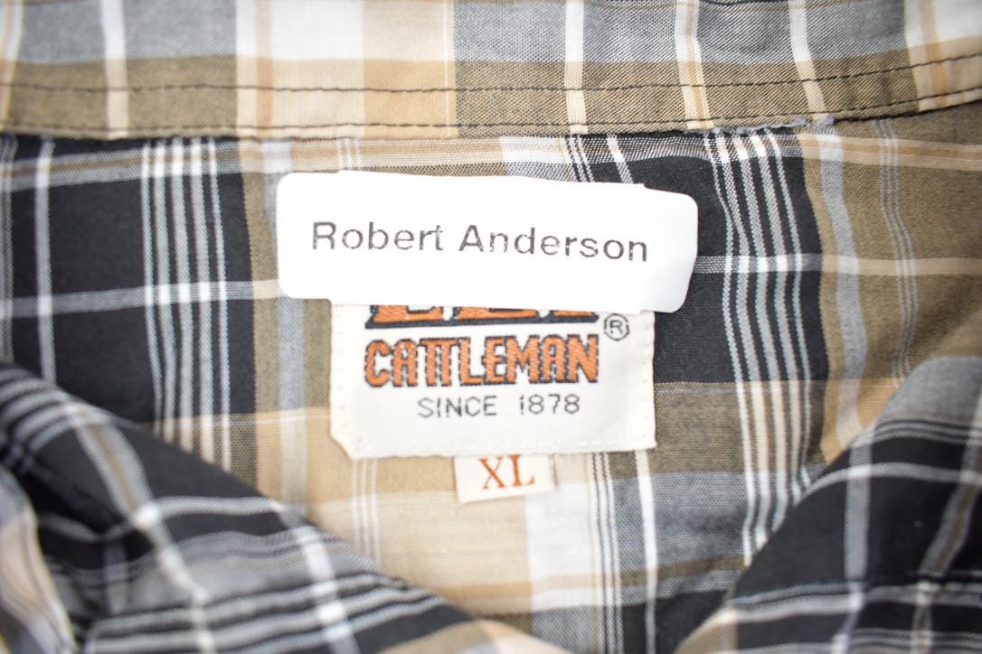 Vintage 1970s Elk Cattleman Western Plaid Button Up Men's Medium - Image 3