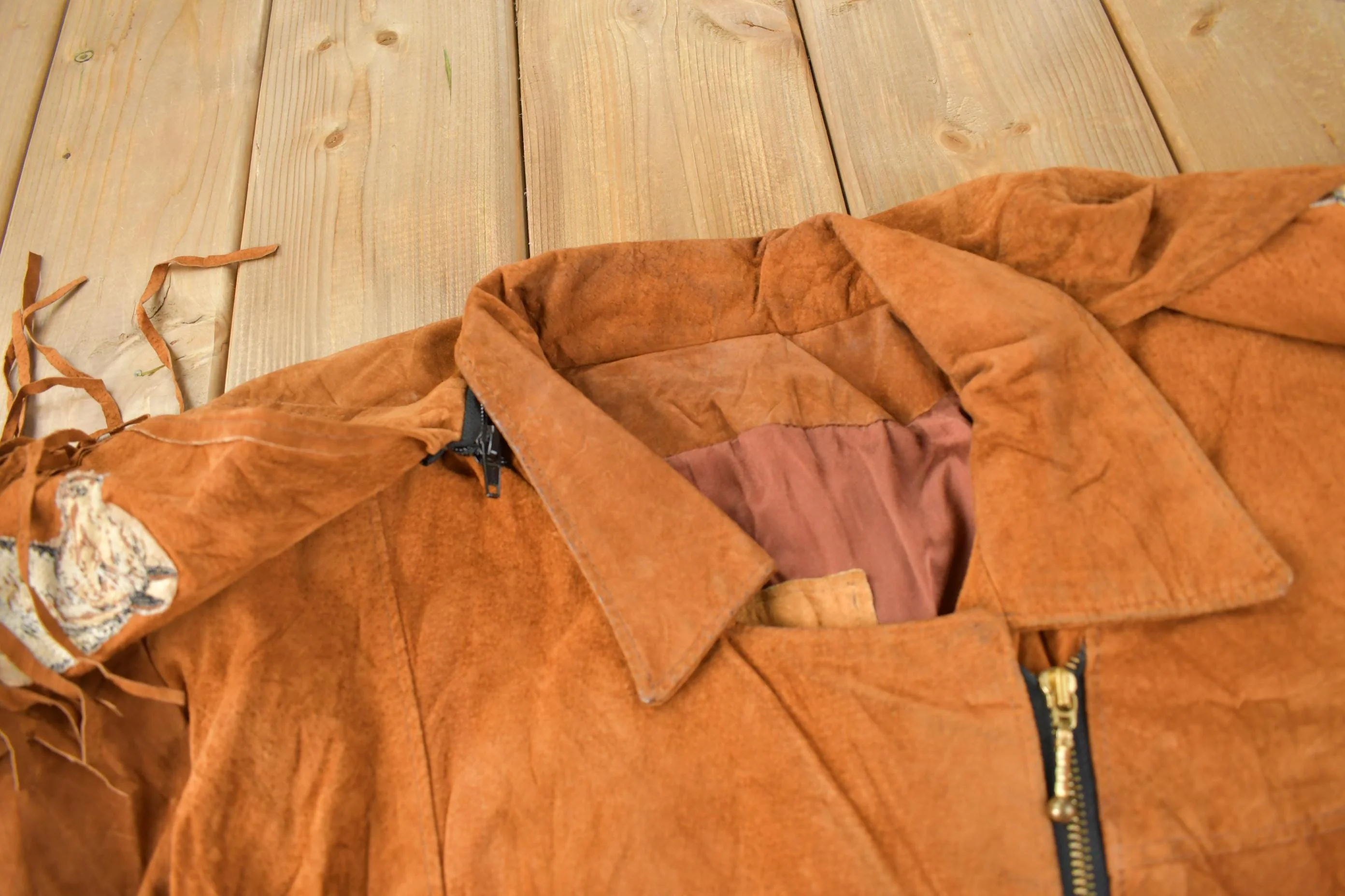 Vintage 1970s Embroidered Horse Fringe Leather Jacket - Image 5