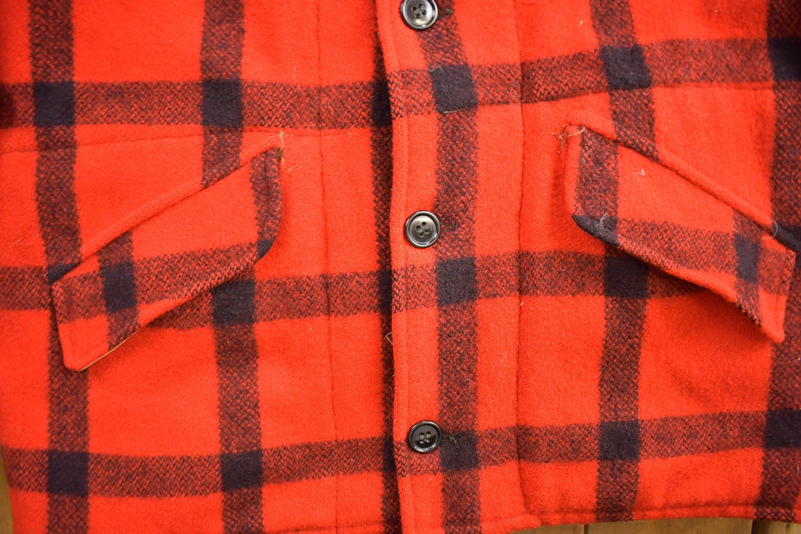 Vintage 1970s Falcon Brand 100% Wool Buffalo Plaid Jacket Men's Large - Image 5