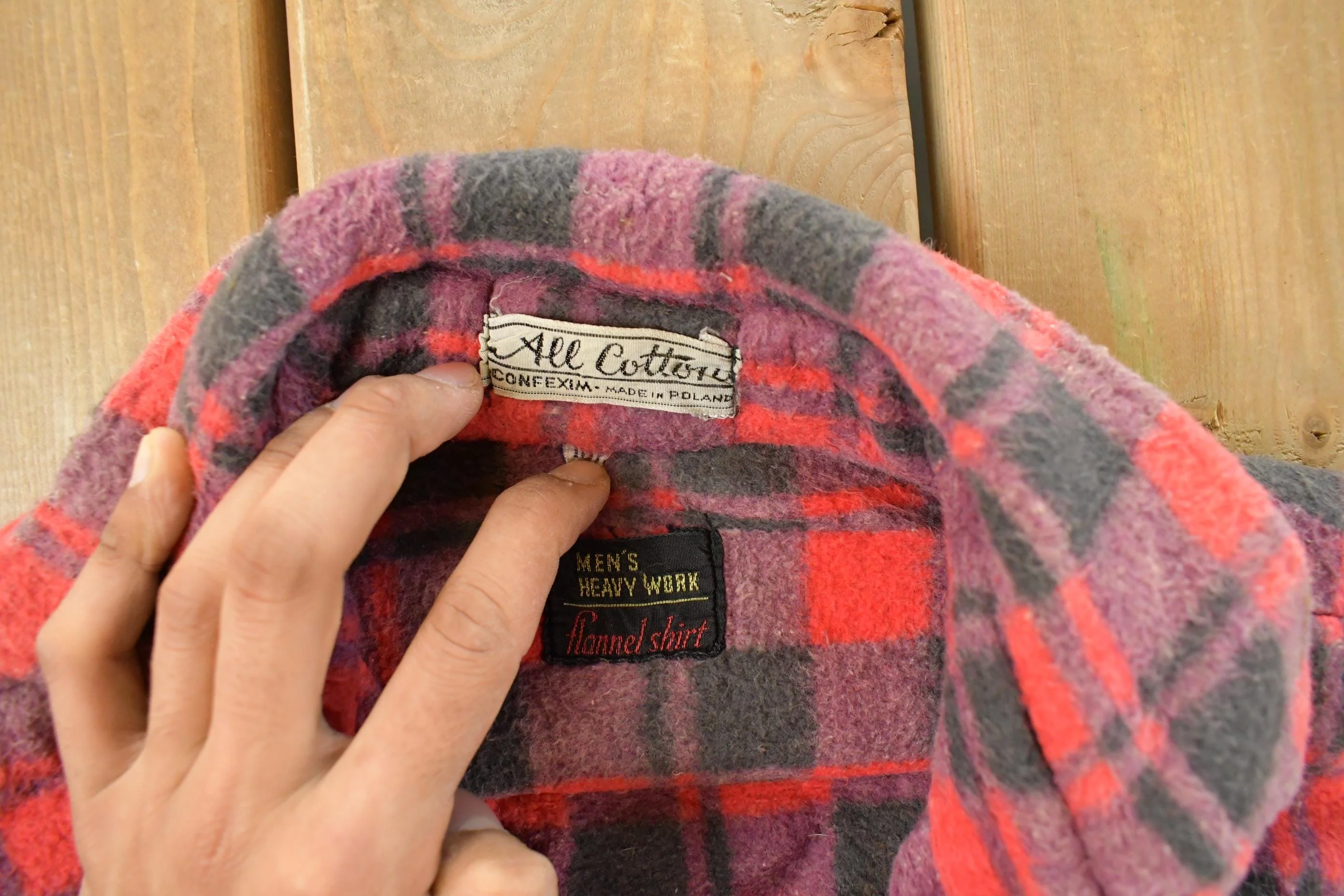 Vintage 1970s Flannel Button Up Plaid Trucker Shirt Men's Large - Image 5