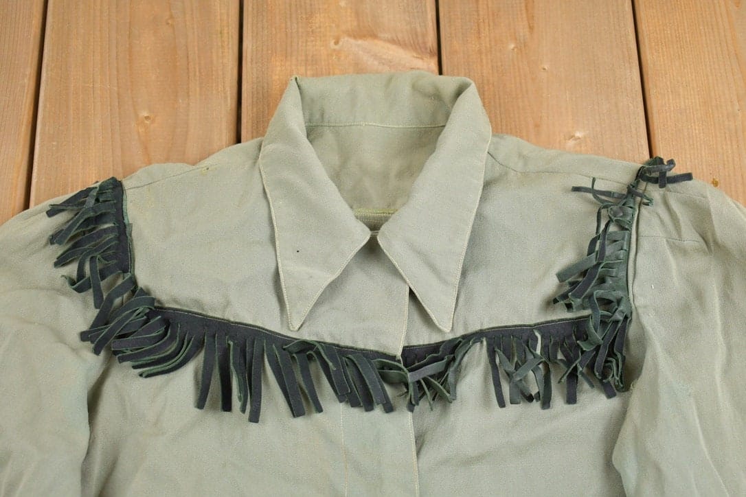 Vintage 1970s Fringe Button Up Shirt Men's XS - Image 3