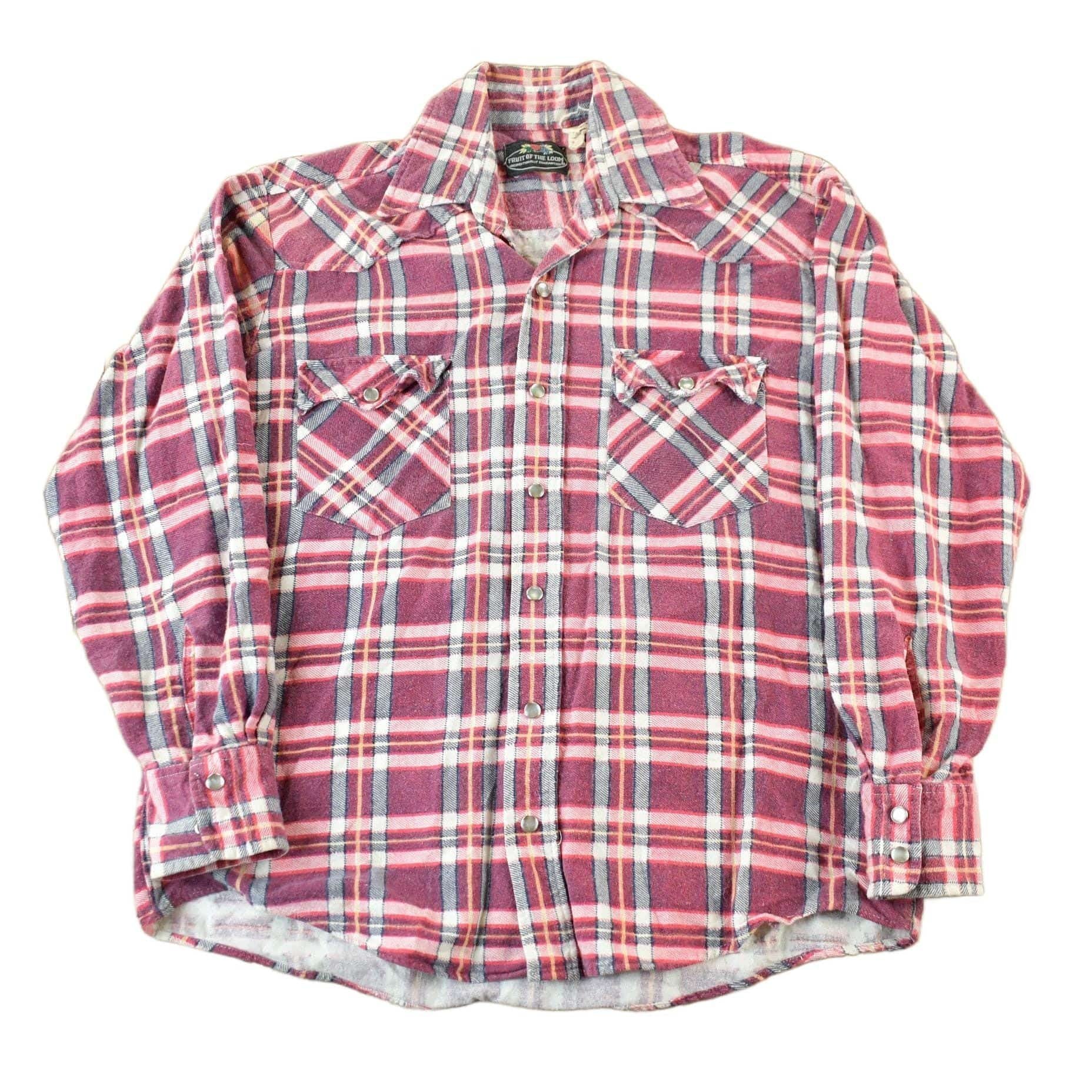 Vintage 1970s Fruit Of The Loom Flannel Button Up Shirt Men's Medium