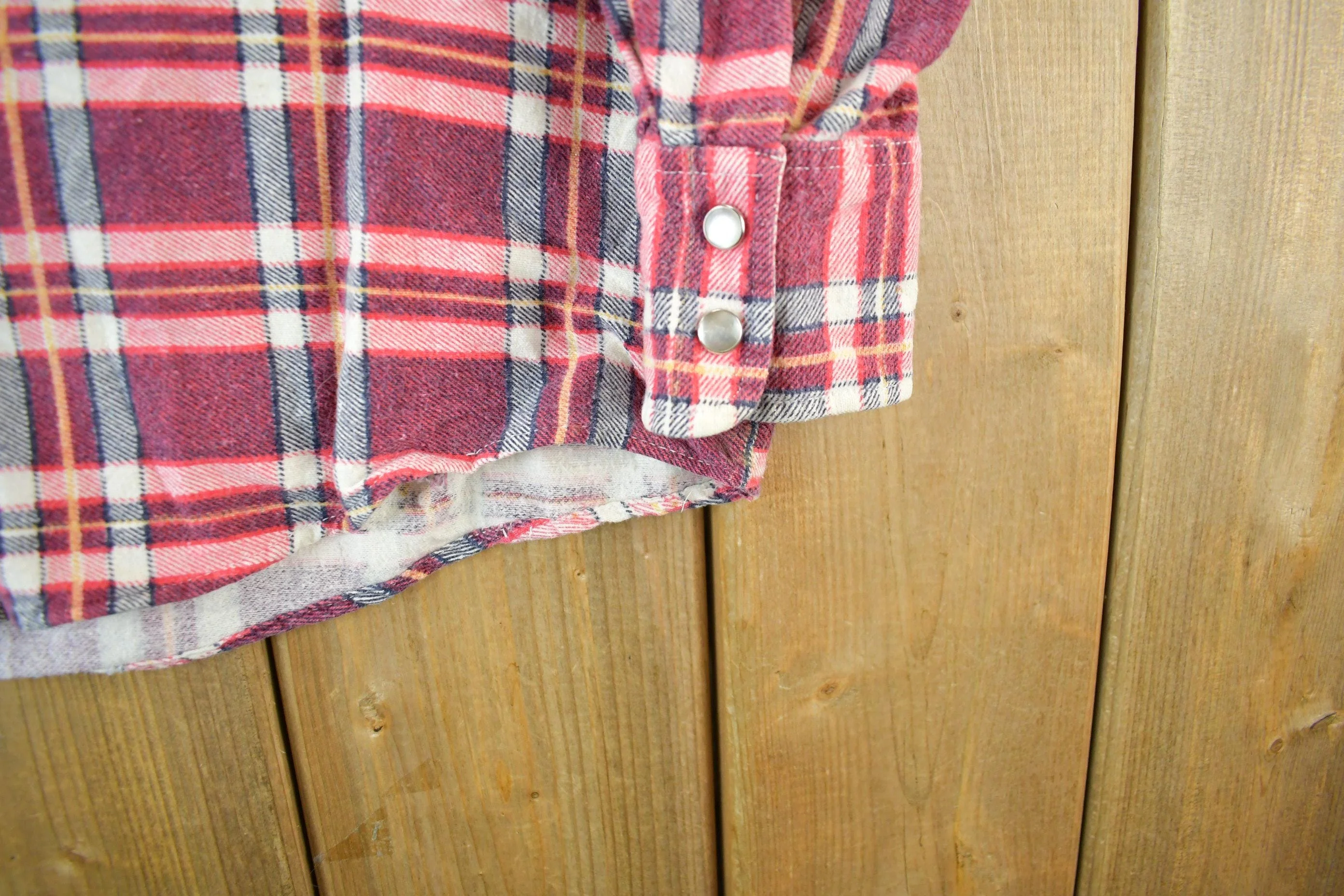 Vintage 1970s Fruit Of The Loom Flannel Button Up Shirt Men's Medium - Image 3