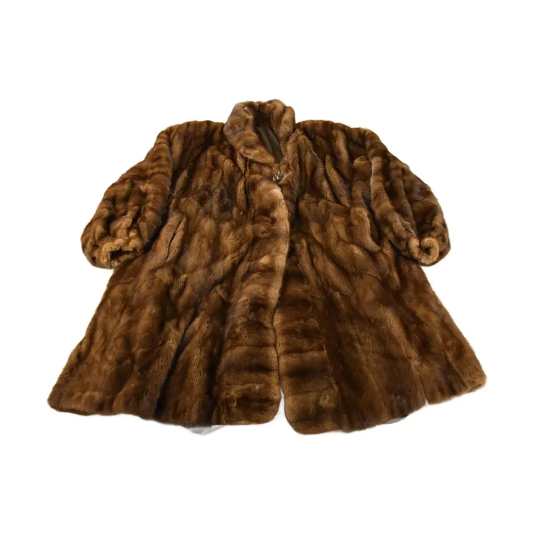 Vintage 1970s Full Length Mink Fur Coat Adult XL