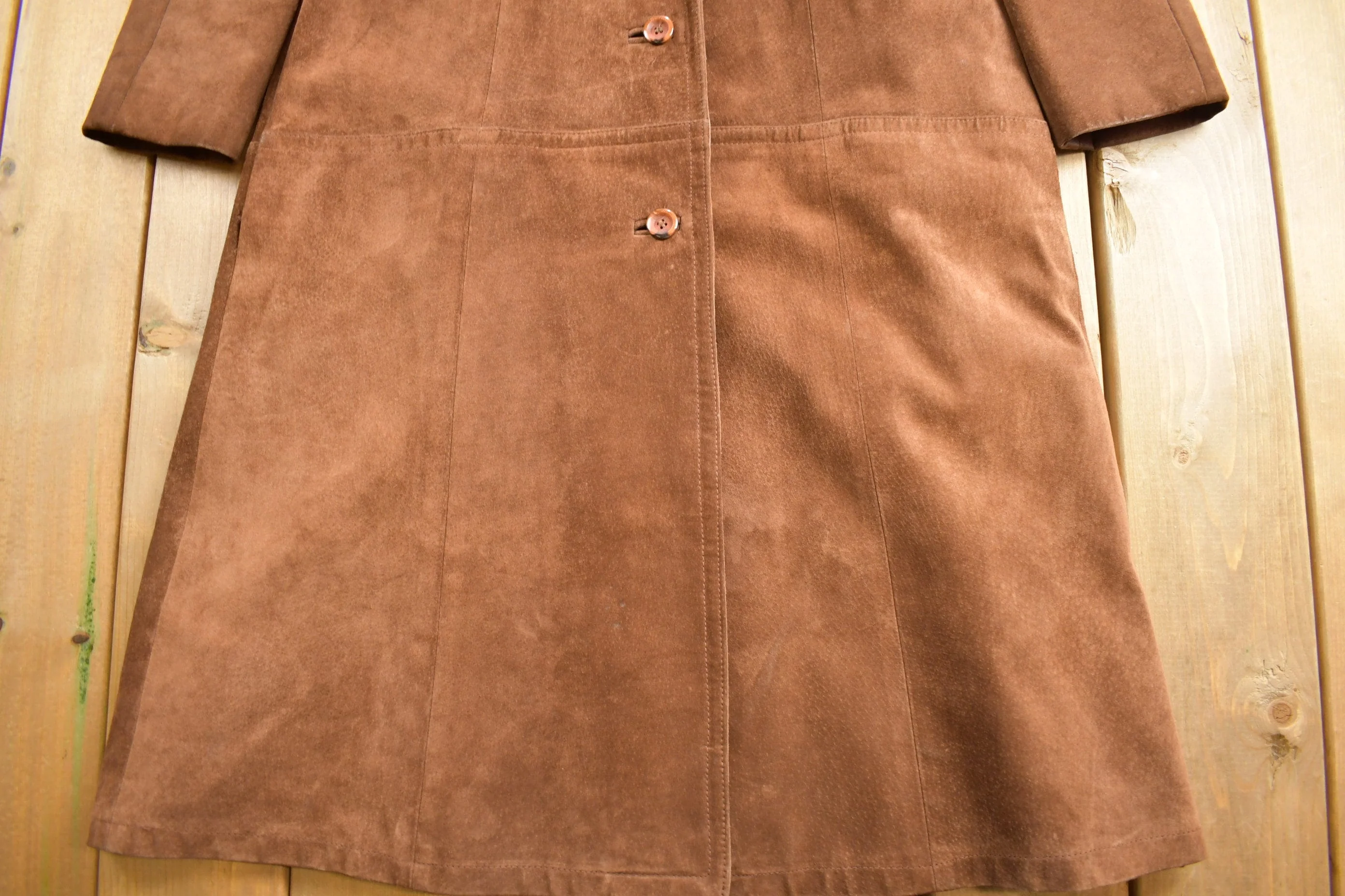 Vintage 1970s Fur Collar Suede Leather Jacket Men's Small - Image 3