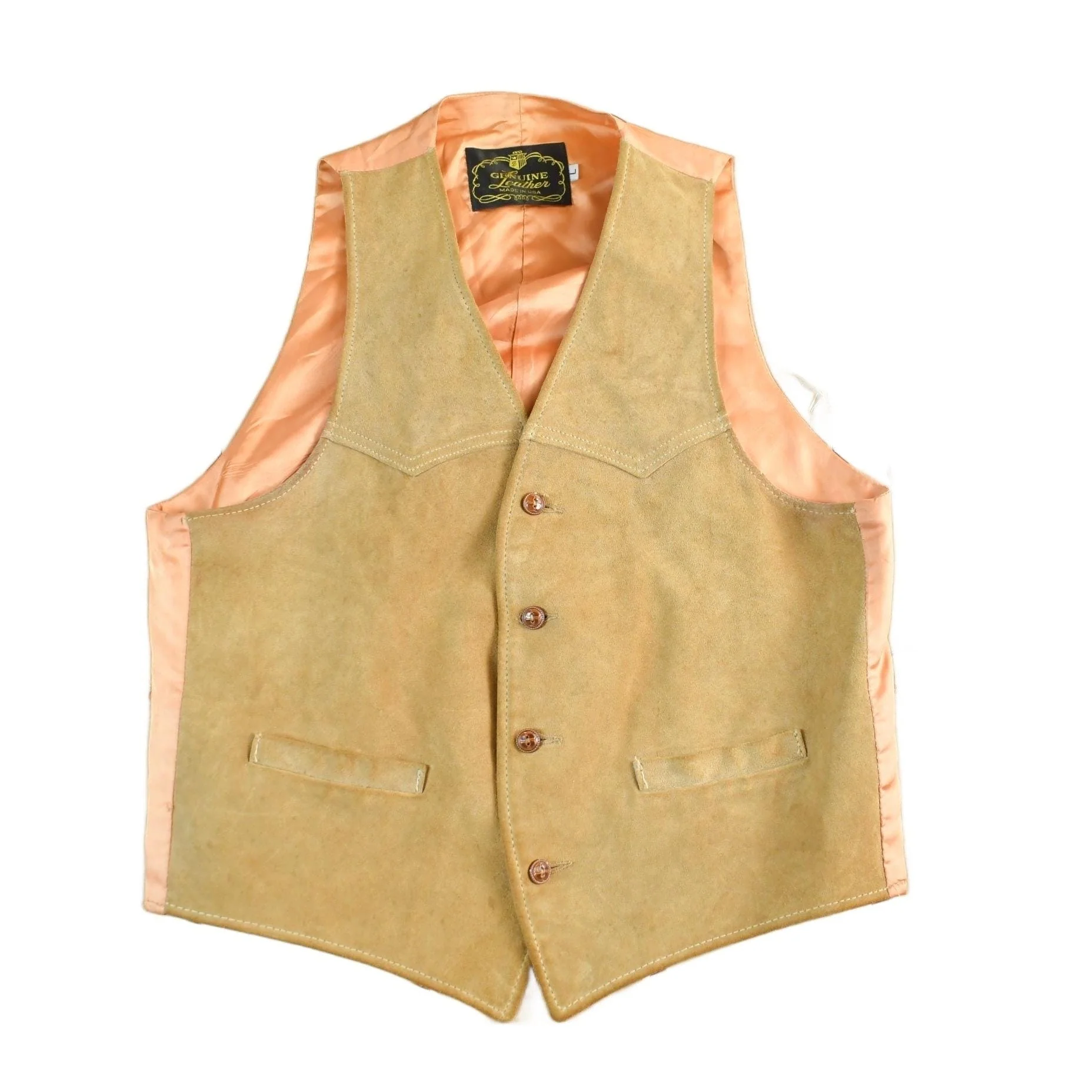 Vintage 1970s Genuine Leather Garments Leather Vest Men's S