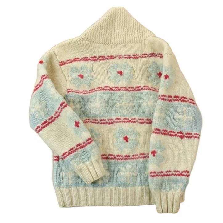 Vintage 1970s Golden Keel 100% Wool Full Zip Knit Christmas Sweater Women's S - Image 2