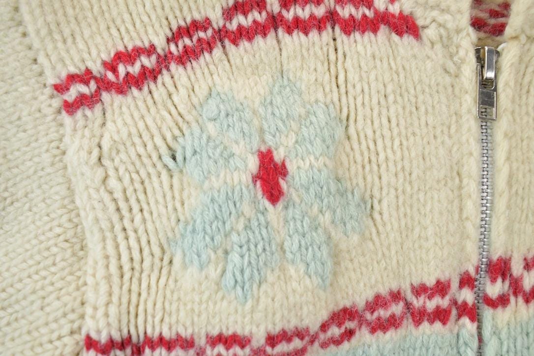 Vintage 1970s Golden Keel 100% Wool Full Zip Knit Christmas Sweater Women's S - Image 6