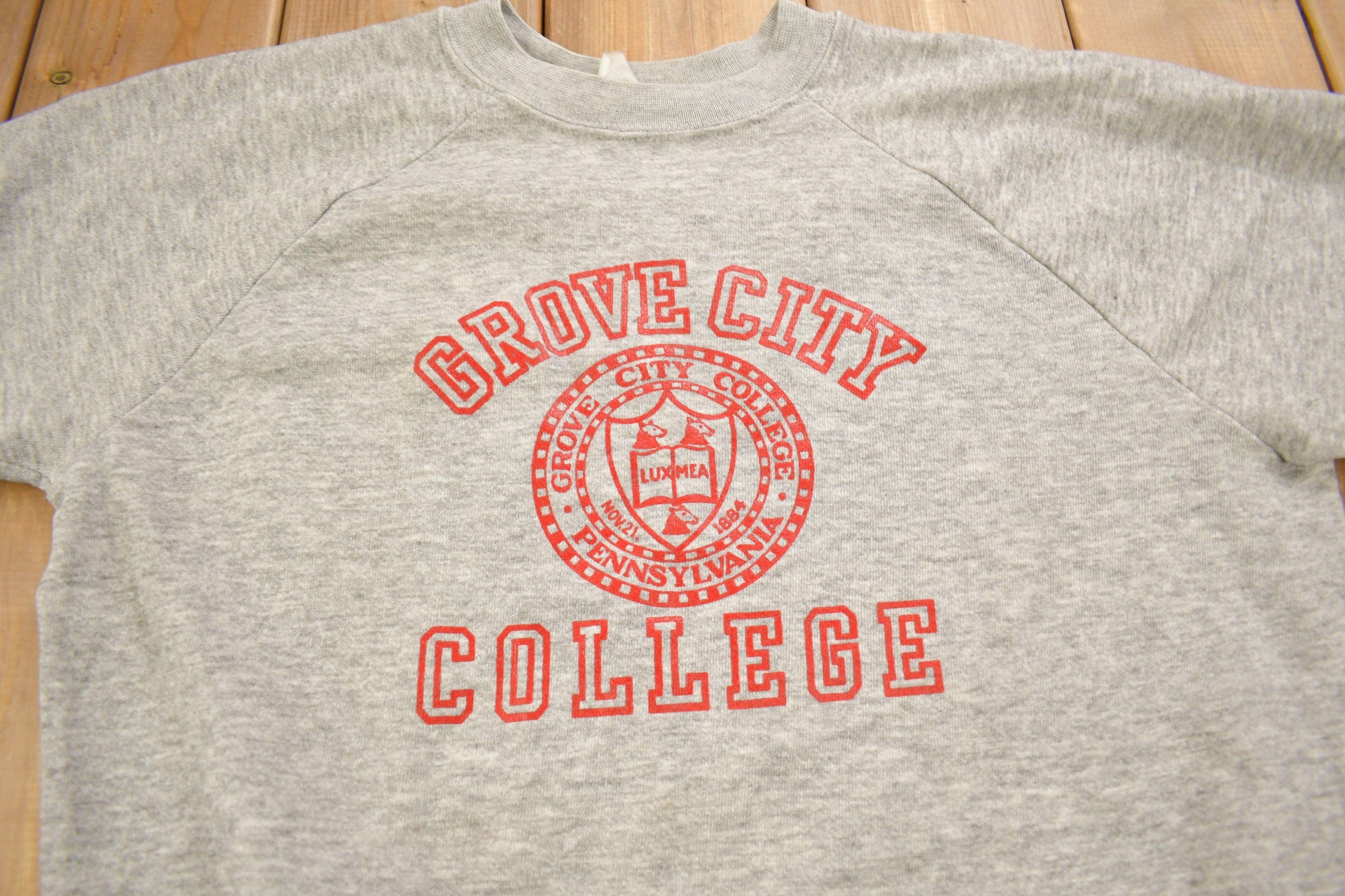 Vintage 1970s Grove City College Collegiate Raglan Crewneck - Image 3