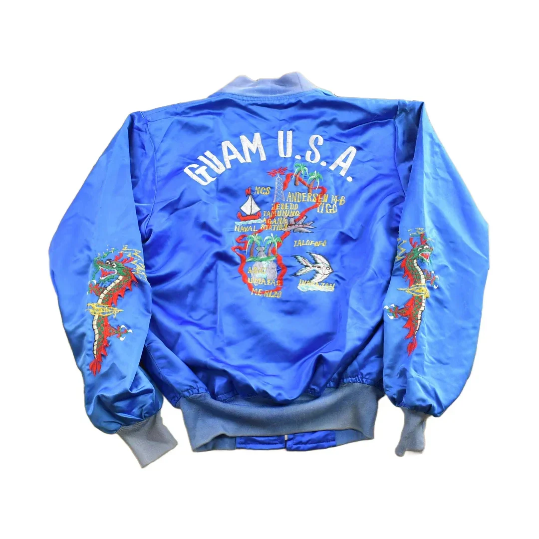 Vintage 1970s Guam USA Korean Sukajan Bomber Jacket