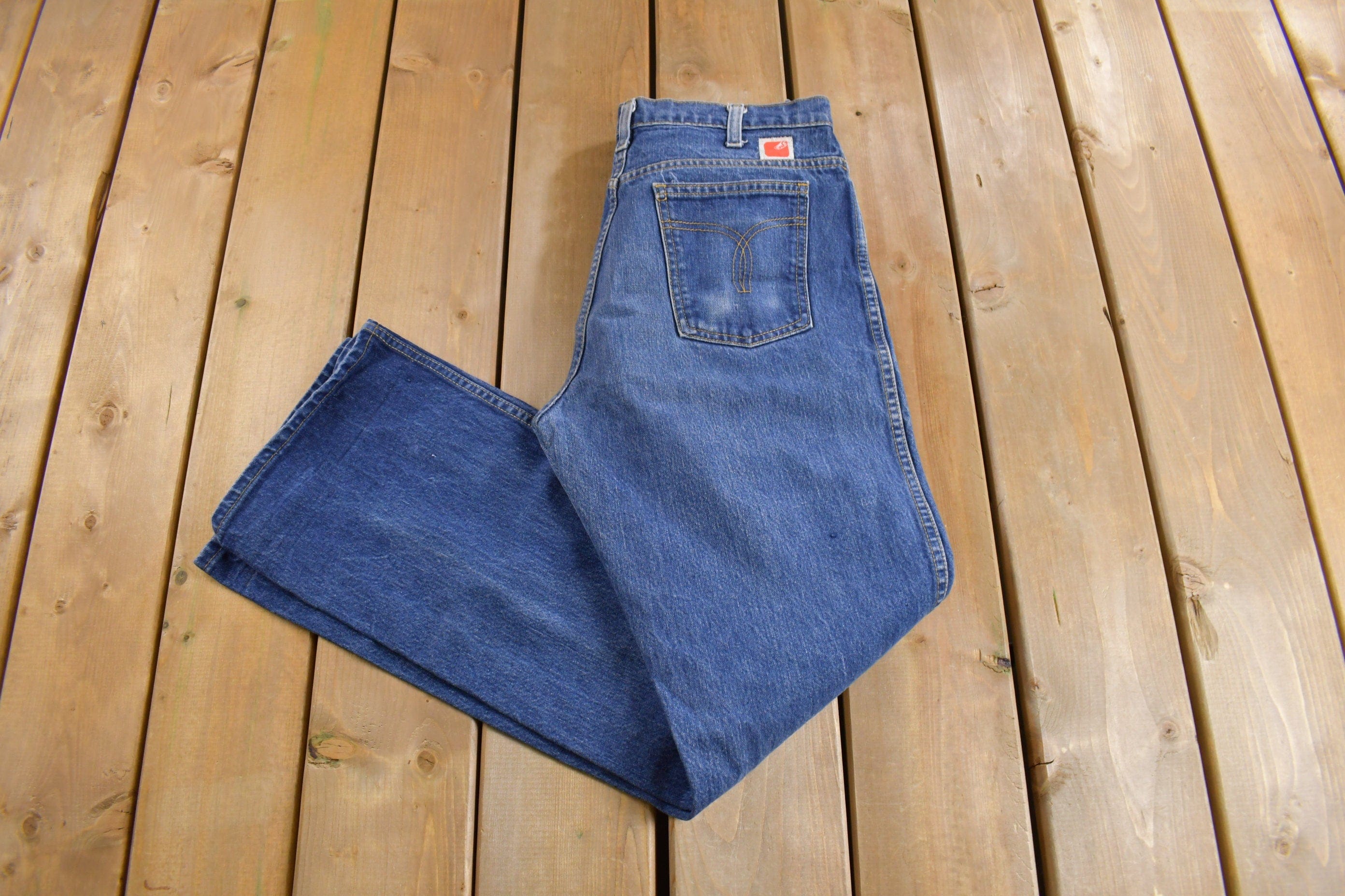 Vintage 1970s GWG Western Style Flare Denim Jeans Men's 32 x 32 - Image 3