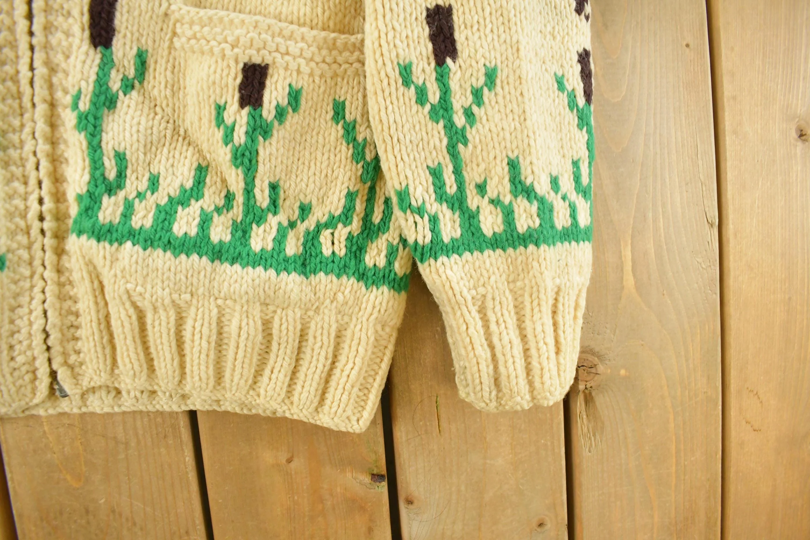 Vintage 1970s Hand-Knit Duck Birds Theme Wool Cowichan Sweater Men's Medium - Image 3