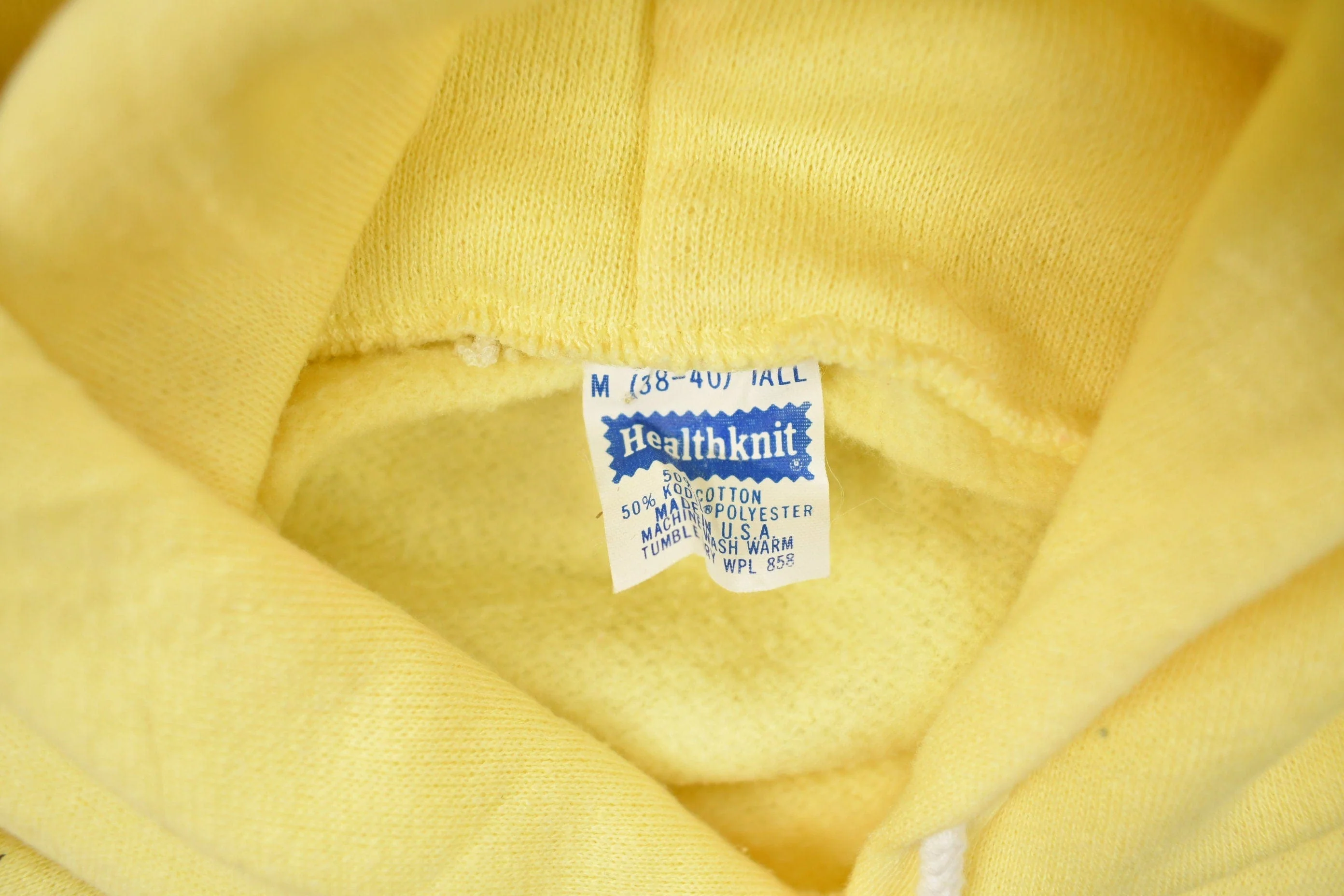 Vintage 1970s Health Knit Blank Yellow Hoodie - Image 5