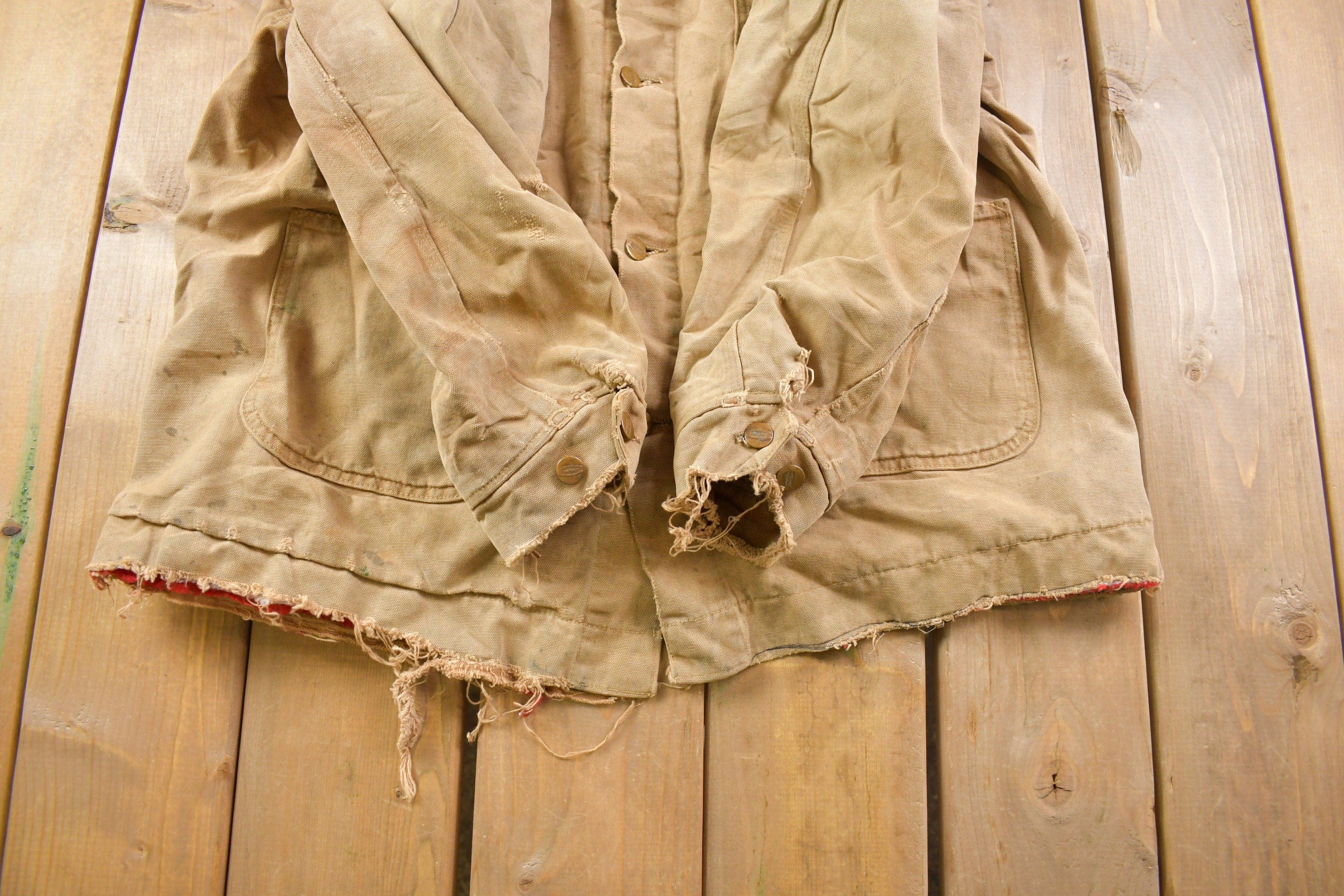 Vintage 1970s Heavily Carhartt Diamond Quilt Lined Painters Jacket Men's Medium - Image 3