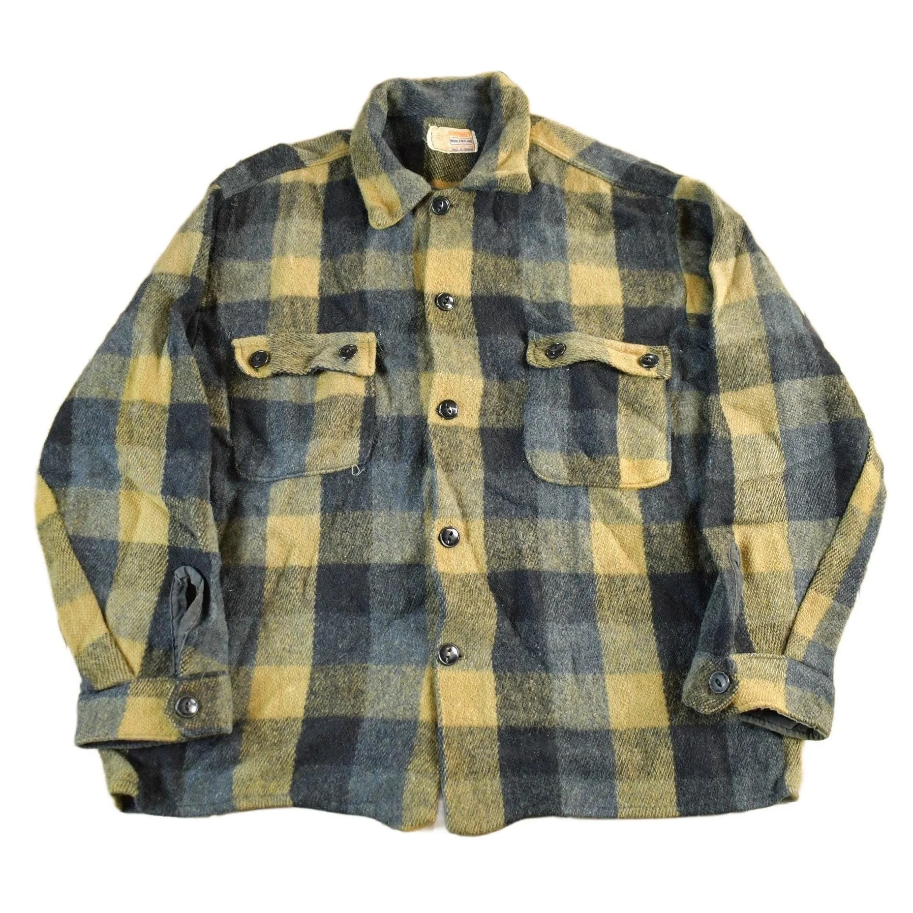 Vintage 1970s Humphrey Wool Flannel Shirt Jacket Men's Large