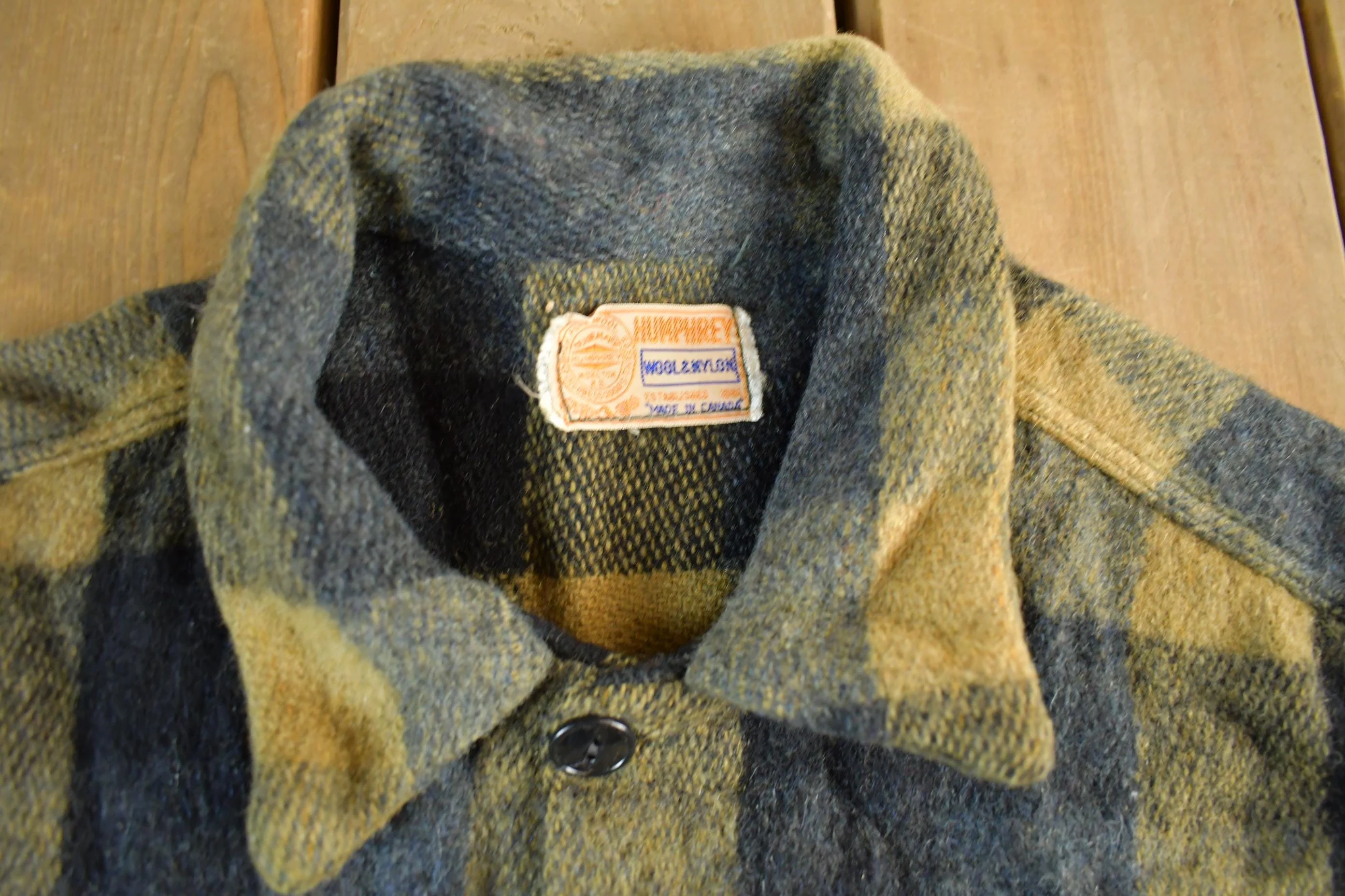 Vintage 1970s Humphrey Wool Flannel Shirt Jacket Men's Large - Image 4