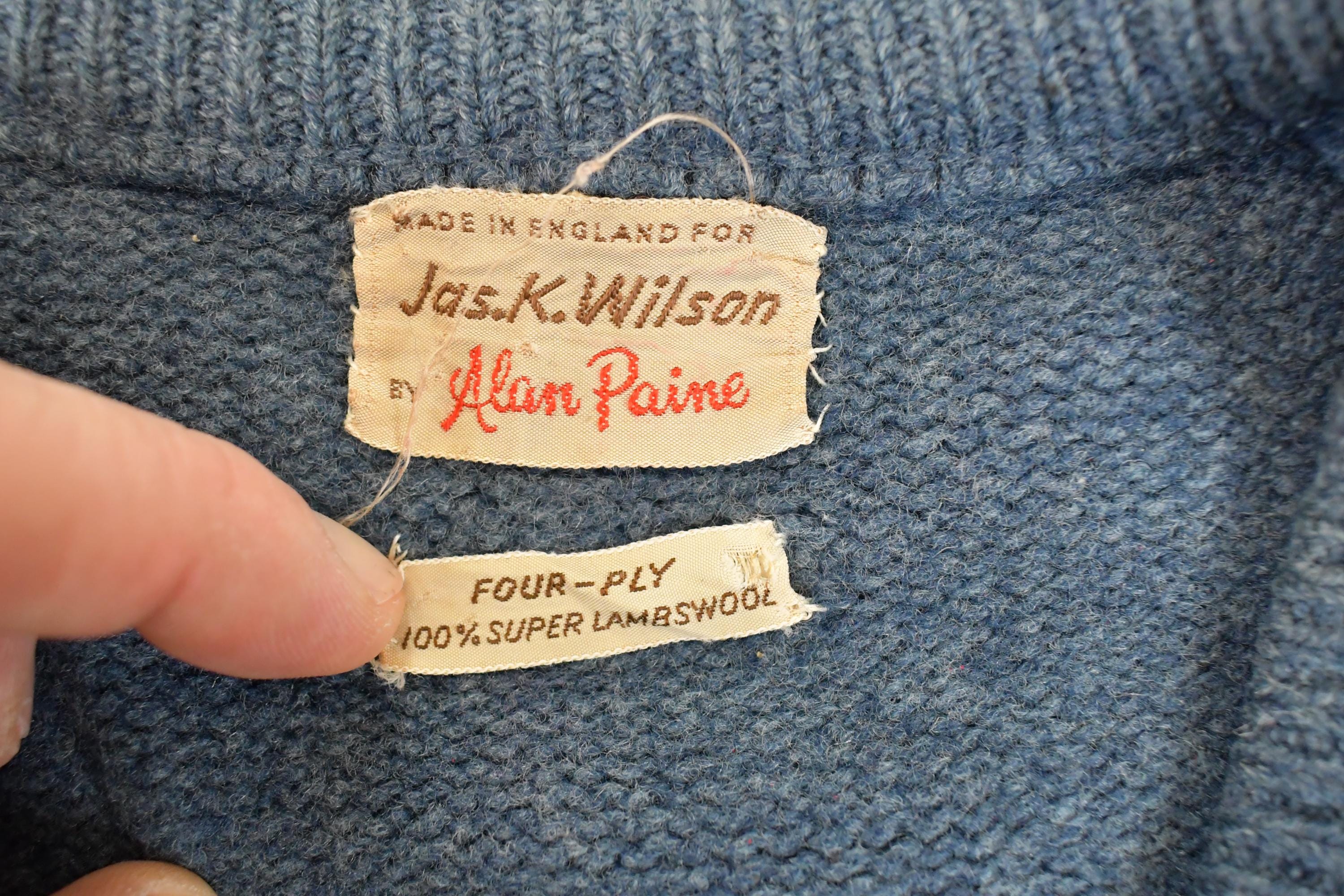 Vintage 1970s Jas K Wilson Alan Paine Knit Cardigan Sweater Mens S - Image 4