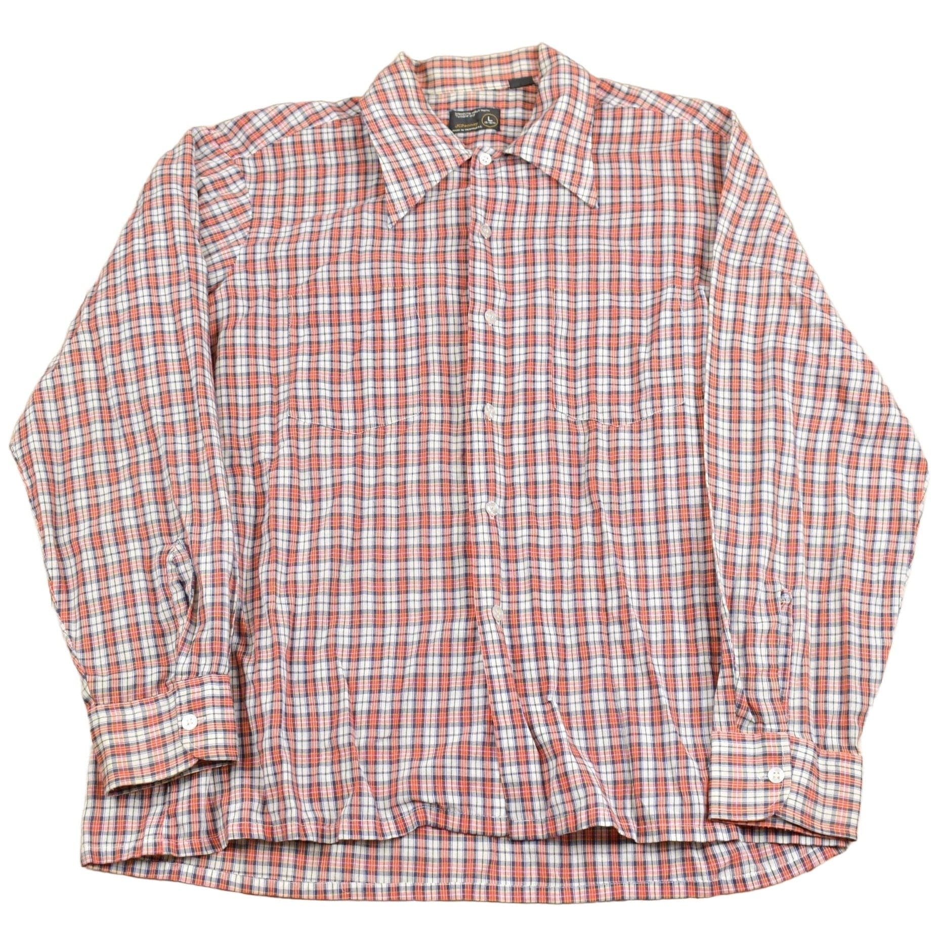Vintage 1970s JC Penney Western Plaid Button Up Shirt Men's Large