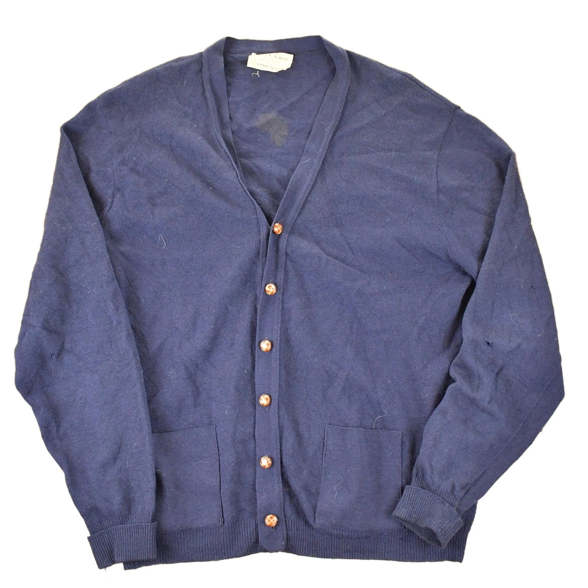 Vintage 1970s Jeff Lamb Wool Knit Cardigan Sweater Men's L