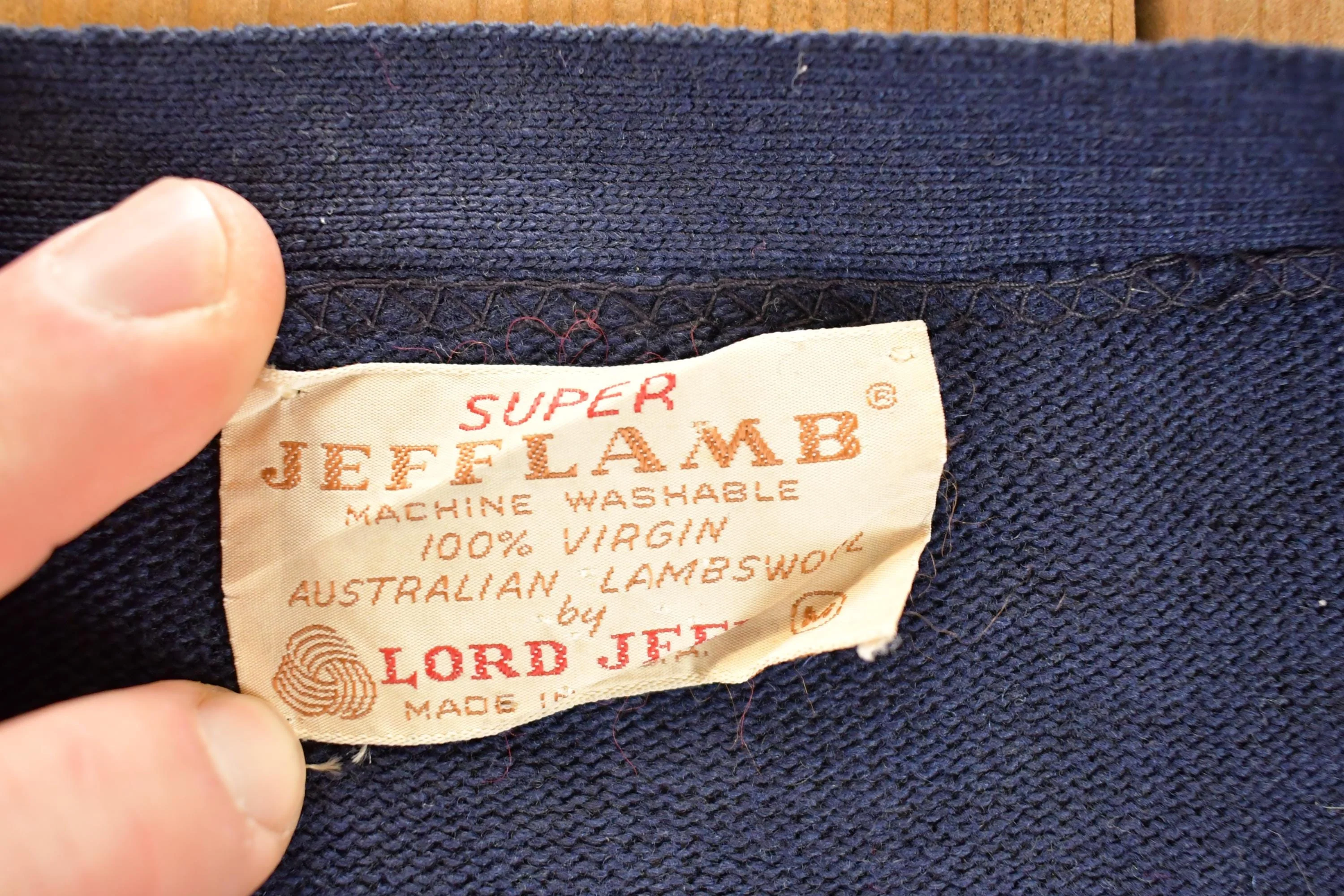 Vintage 1970s Jeff Lamb Wool Knit Cardigan Sweater Men's L - Image 3