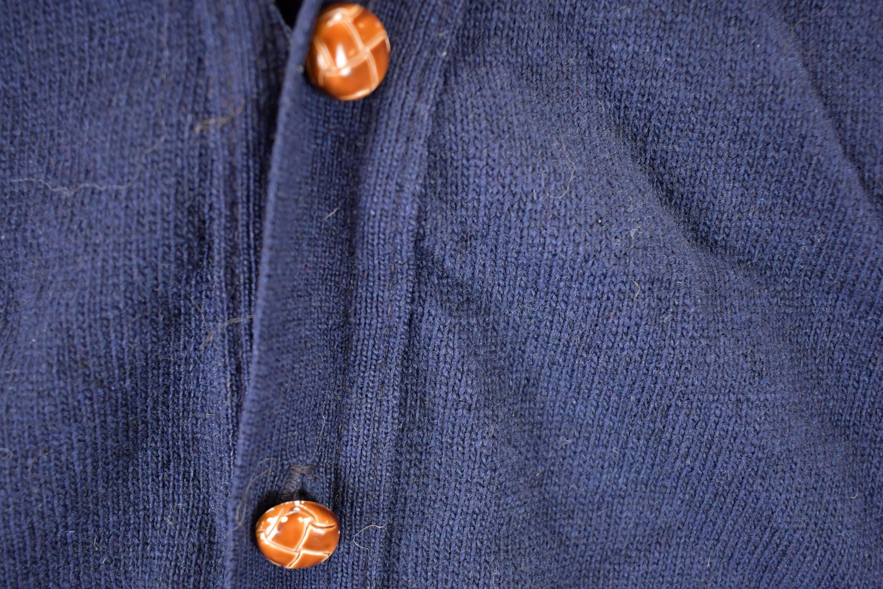 Vintage 1970s Jeff Lamb Wool Knit Cardigan Sweater Men's L - Image 4