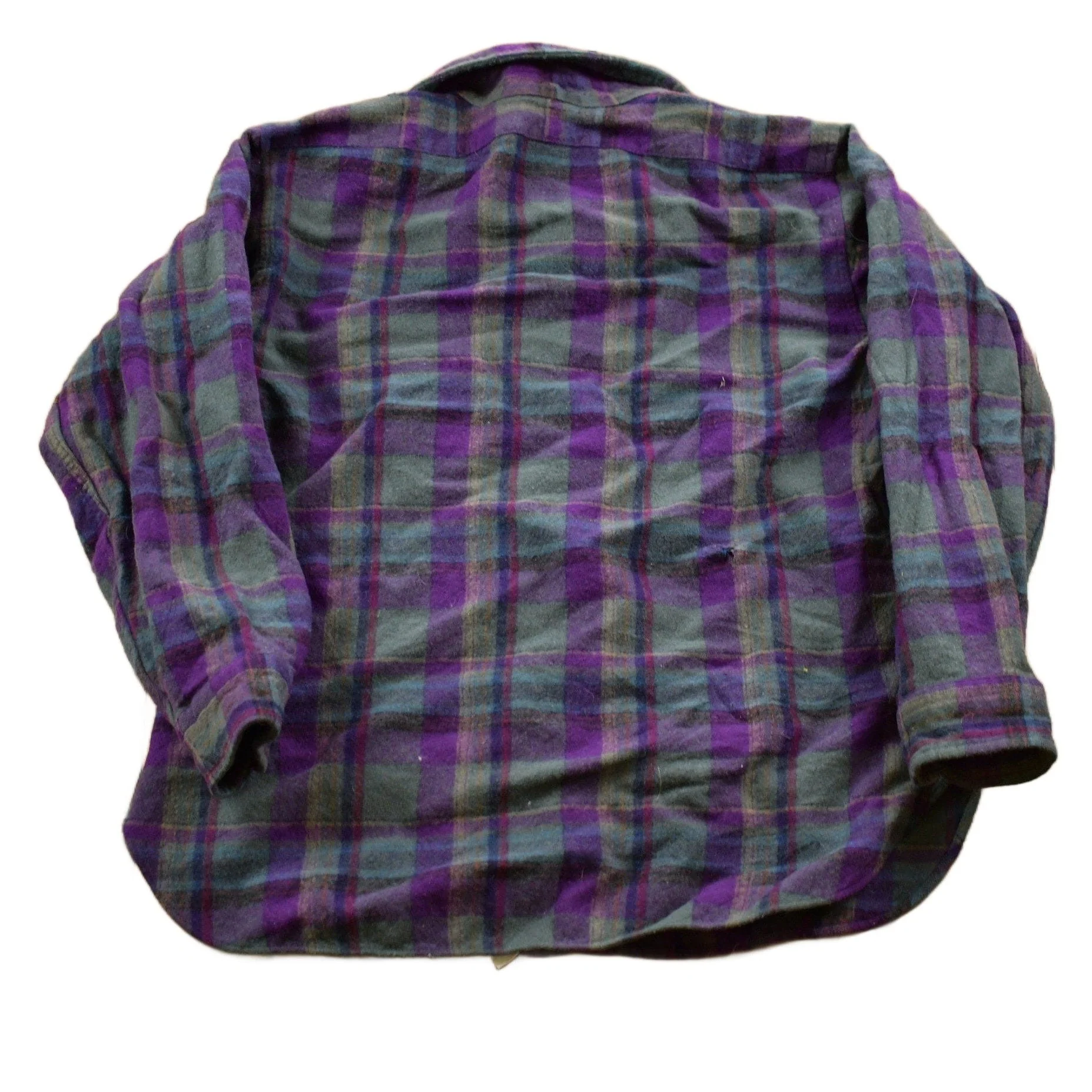 Vintage 1970s Kids Pendleton Plaid Button Up Shirt Youth Large - Image 2