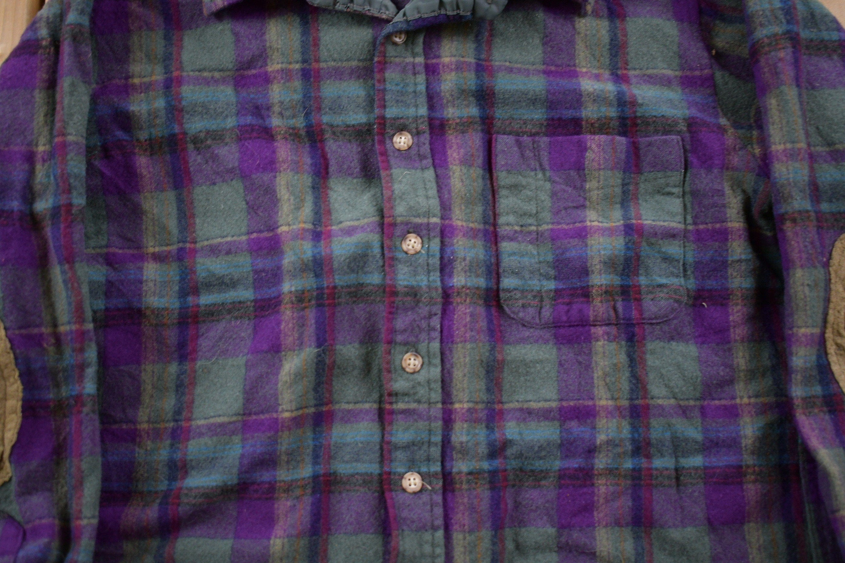 Vintage 1970s Kids Pendleton Plaid Button Up Shirt Youth Large - Image 4