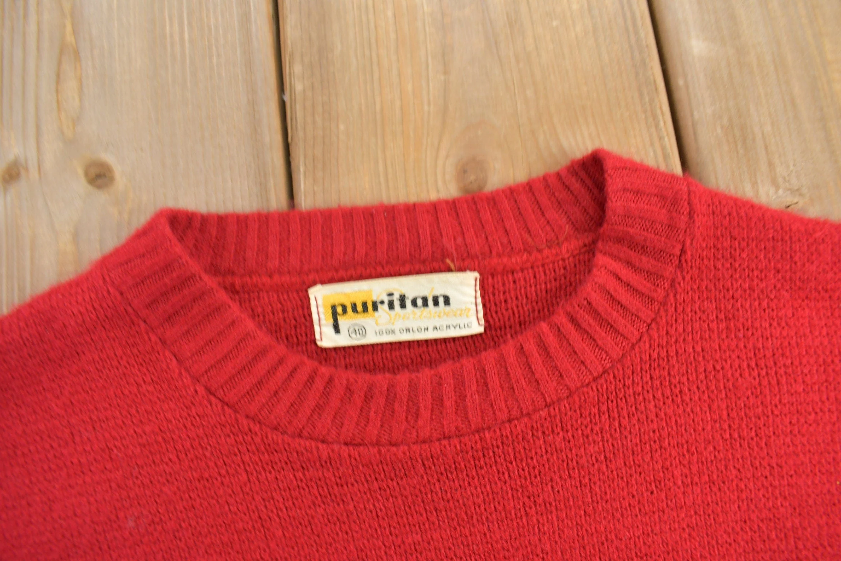Vintage 1970s Knitted Puritan Sportswear Knit Sweater Men's S - Image 4
