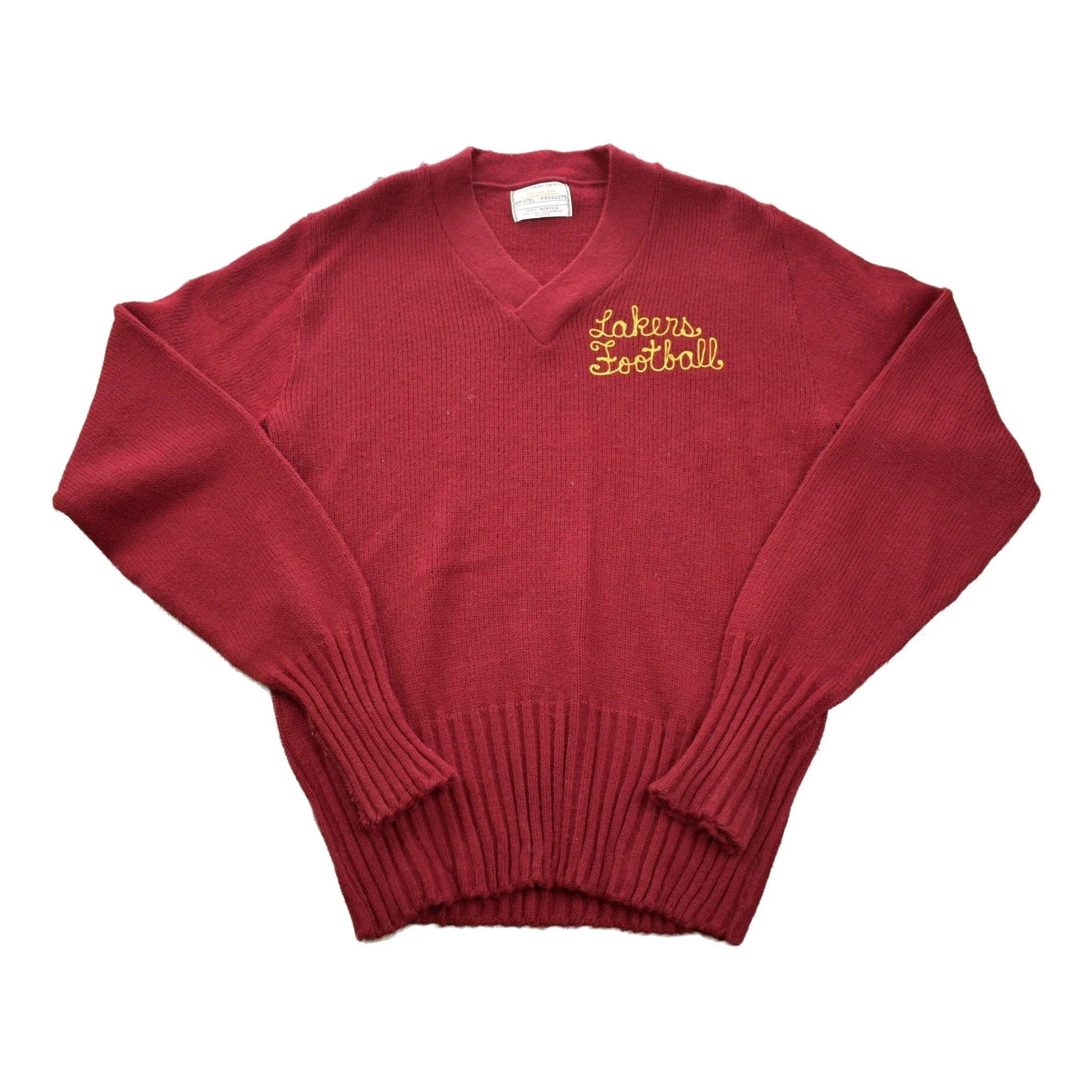 Vintage 1970s Lakers Football Knitted V-Neck Sweater Men's M