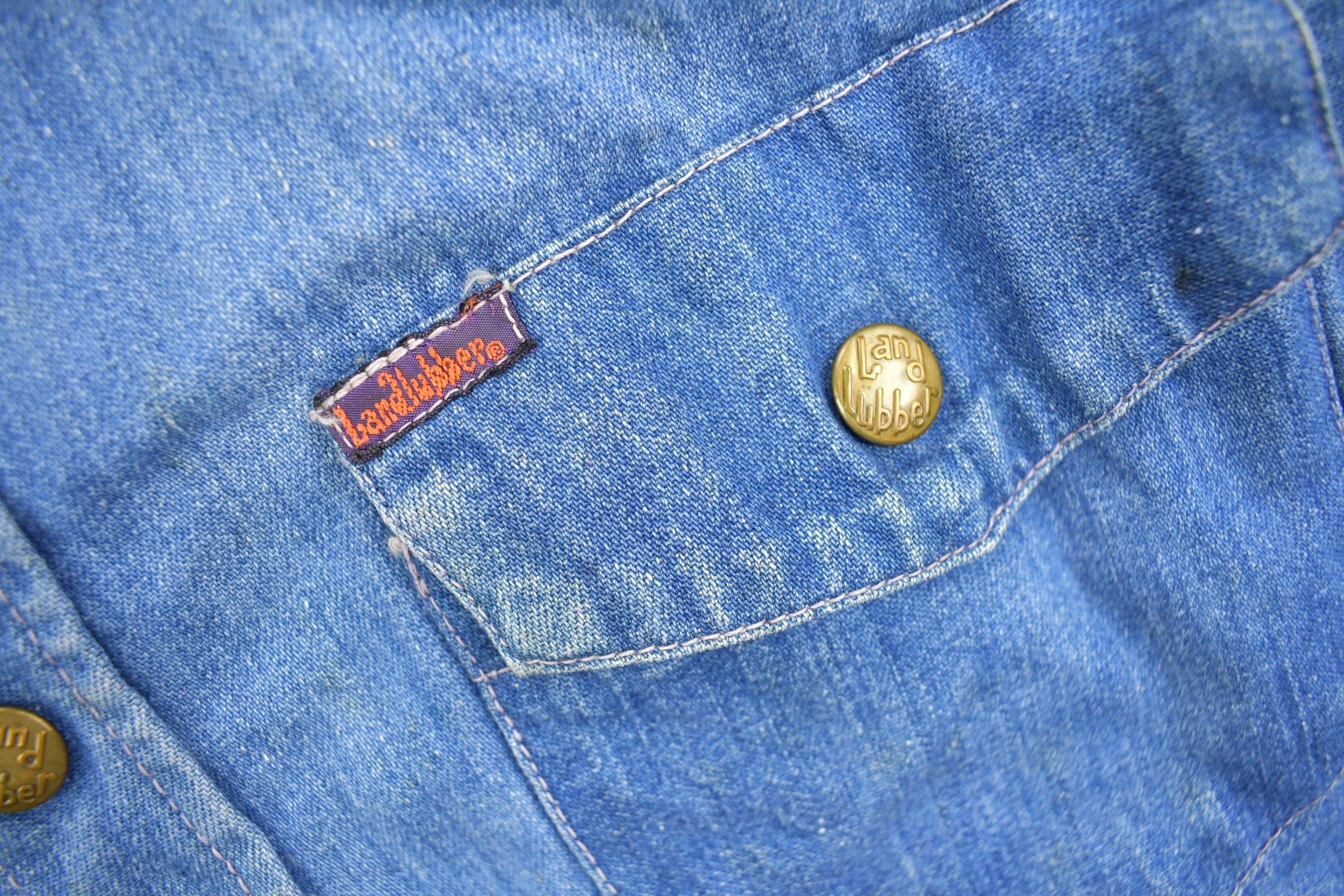 Vintage 1970s Land Hubber Denim Button Up Shirt Men's Medium - Image 5