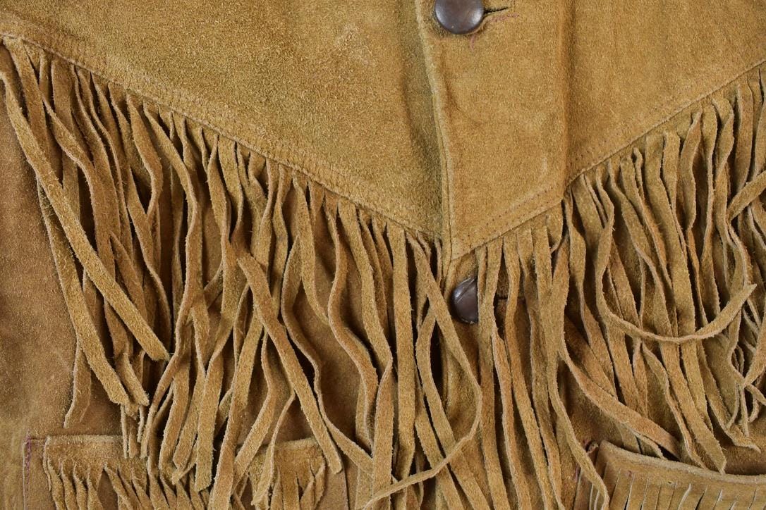 Vintage 1970s Leather Western Fringe Jacket Made In USA - Image 5