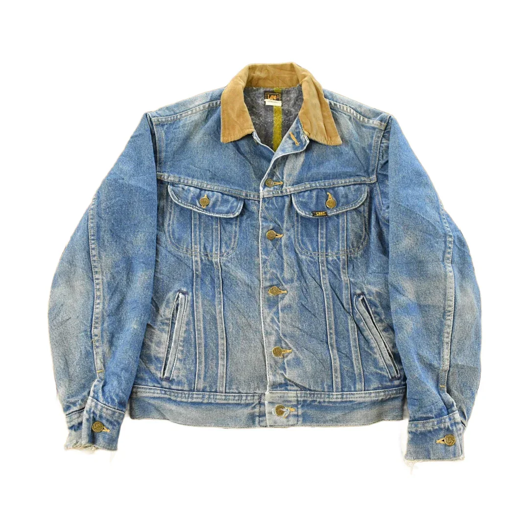 Vintage 1970s Lee Blanket Lined Denim Jean Trucker Jacket Men's Small