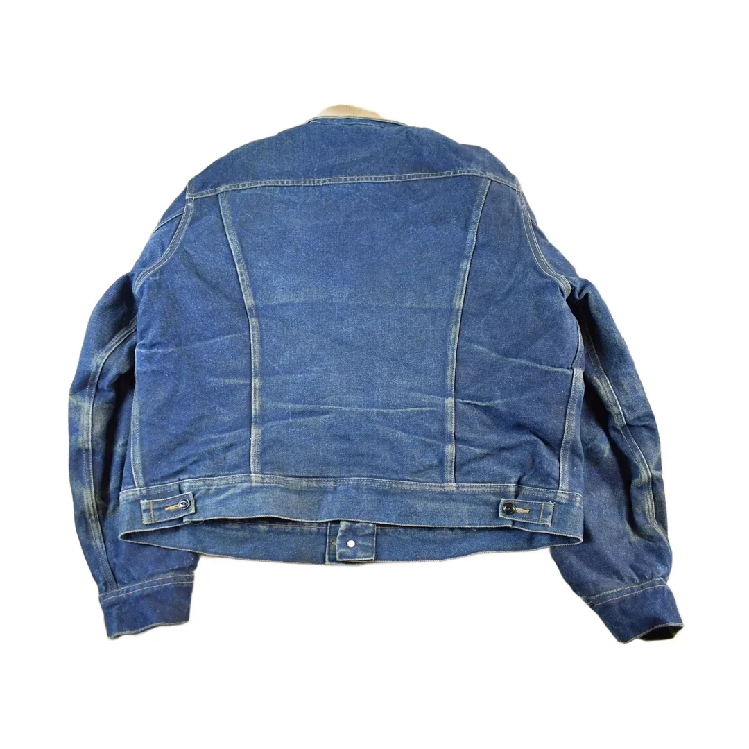 Vintage 1970s Lee Storm Riders Blanket Lined Denim Jean Trucker Jacket Men's Large - Image 2