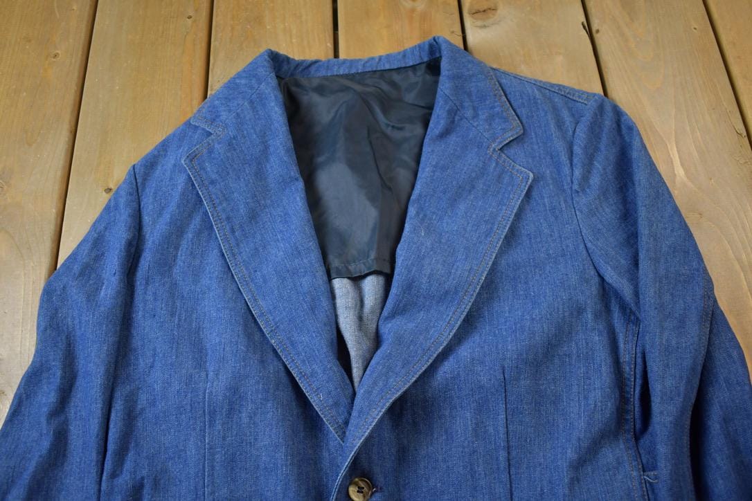 Vintage 1970s Lee Western Denim Blazer Made In USA Men's M - Image 5