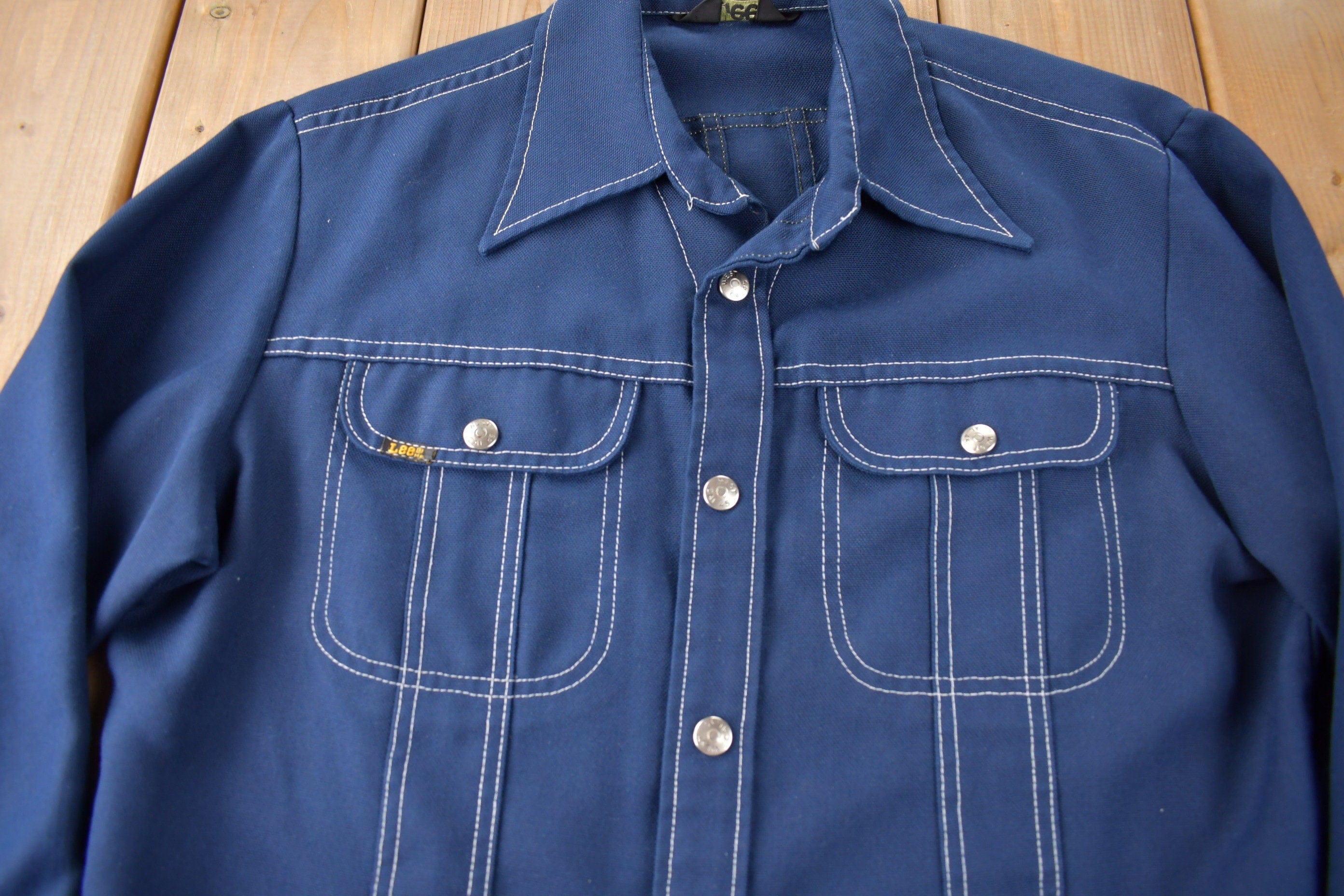 Vintage 1970s Lee Western Style Contrast Button Up Shirt Made in USA Men's L - Image 3