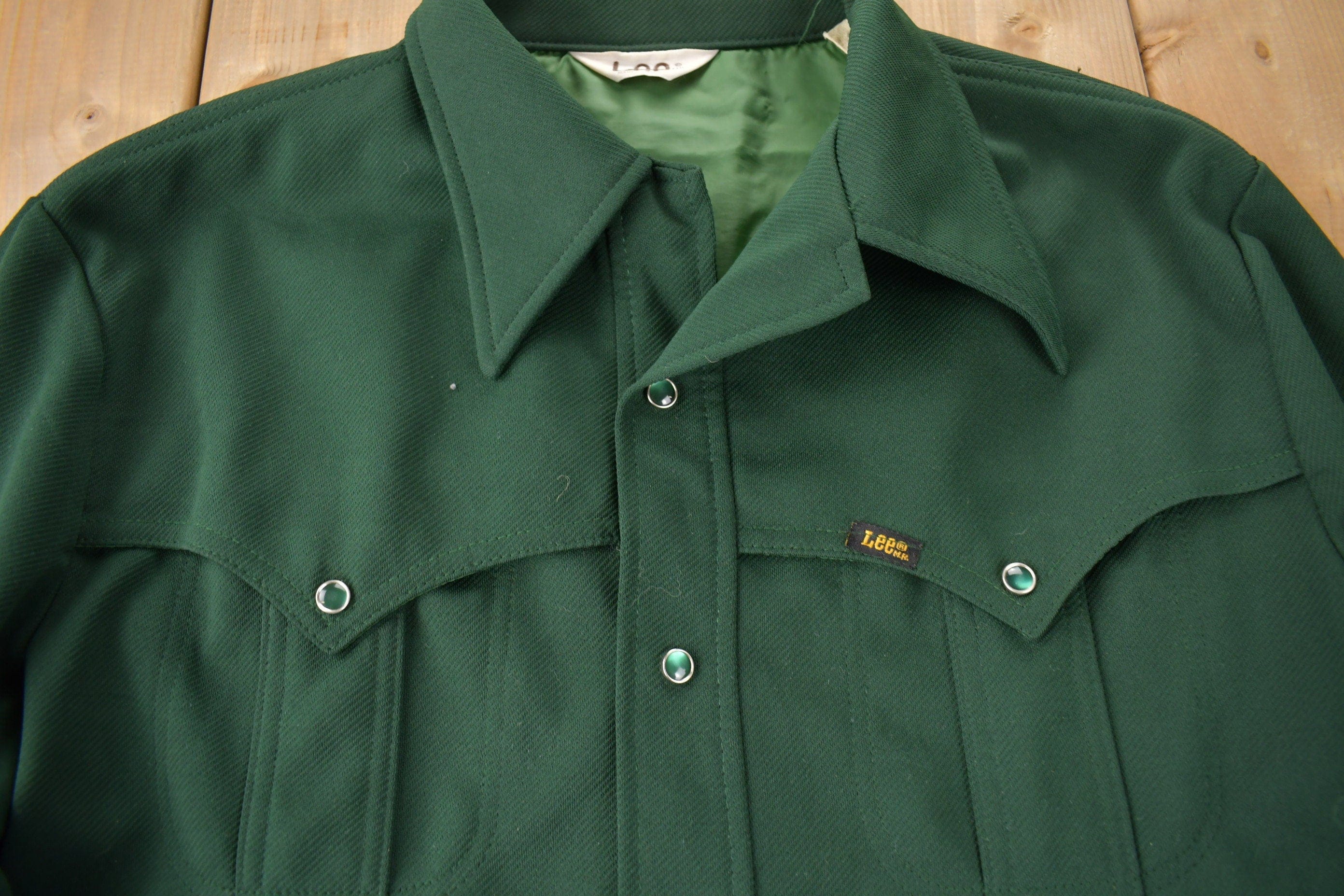 Vintage 1970s Lee Western Style Pearl Snap Button Up Shirt Made in USA Men's Large - Image 3
