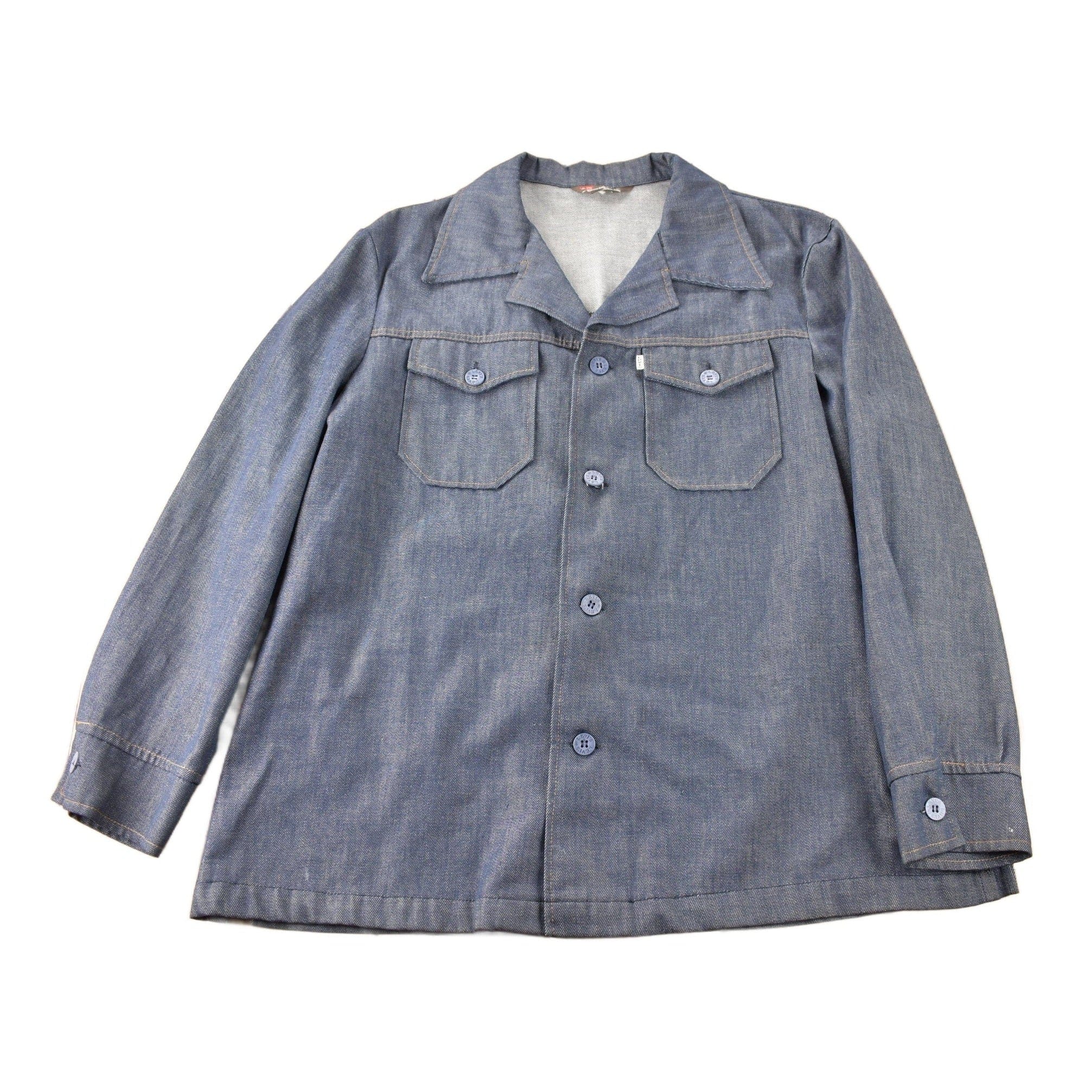 Vintage 1970s Levi's Gentlemans Jeans Western Style Pearl Snap Button Up Shirt Made in USA Men's XL