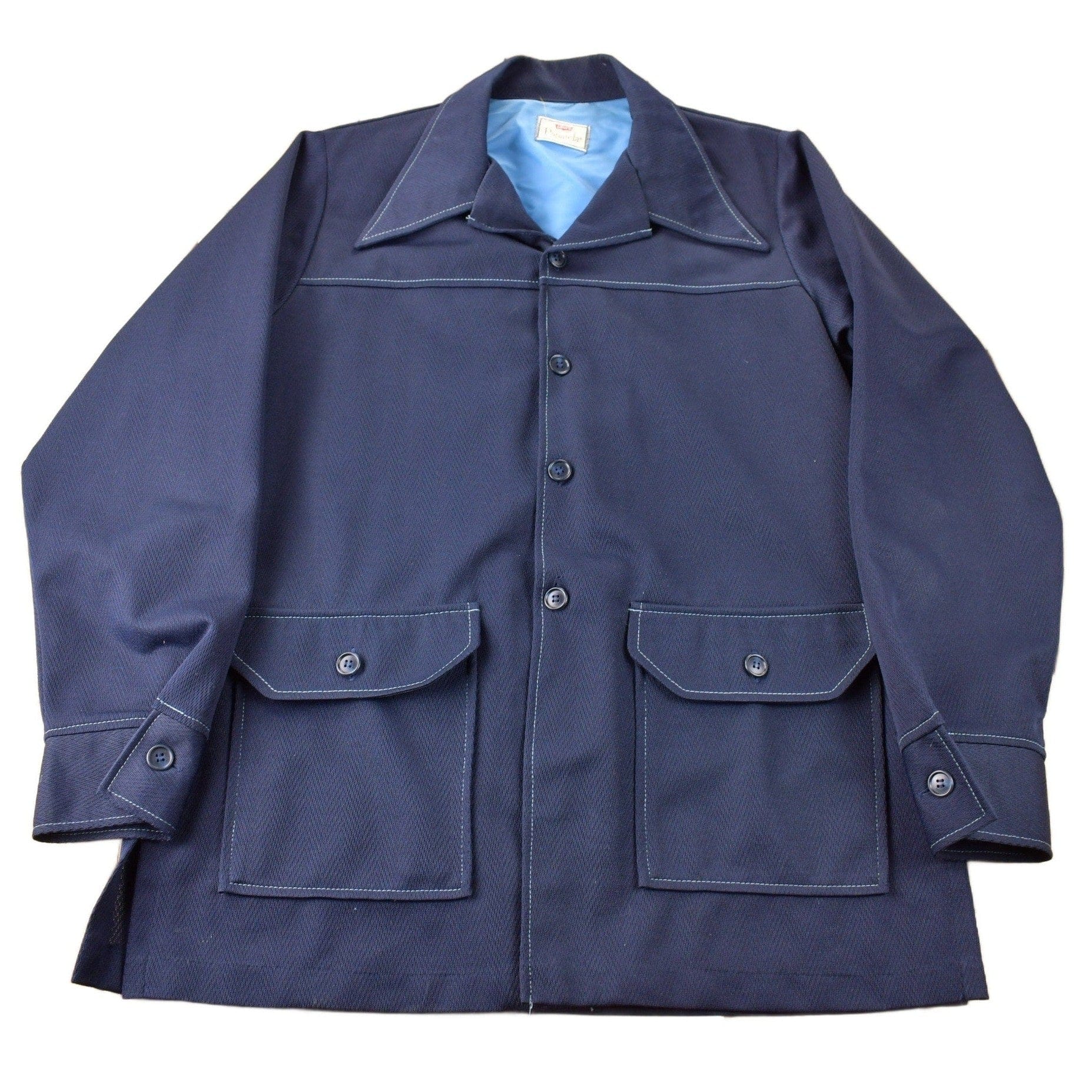 Vintage 1970s Levi's Panatela Tops Blue Western Style Button Up Shirt Jacket Made in USA Men's XL