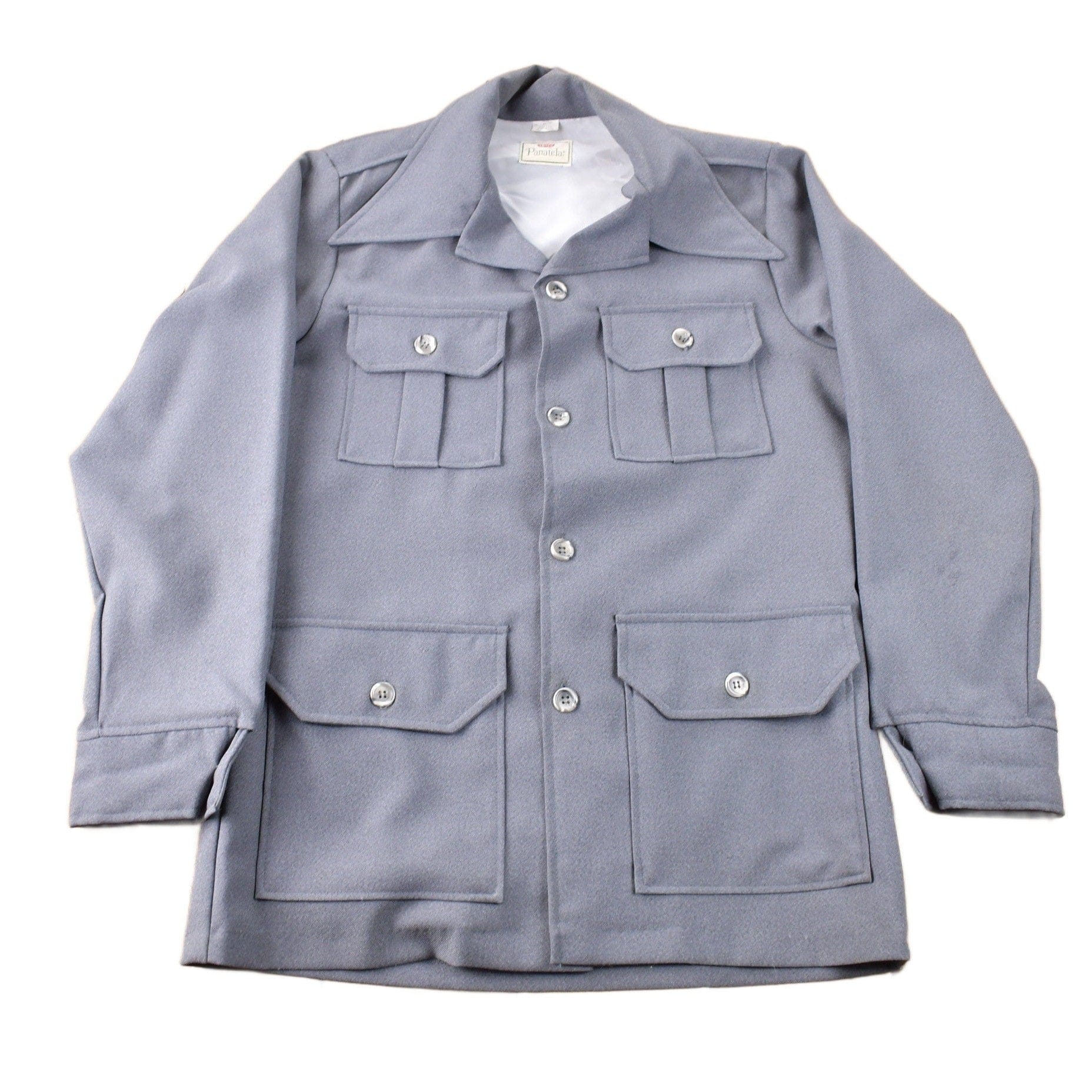 Vintage 1970s Levi's Panatela Tops Grey Western Style Button Up Shirt Made in USA Men's L