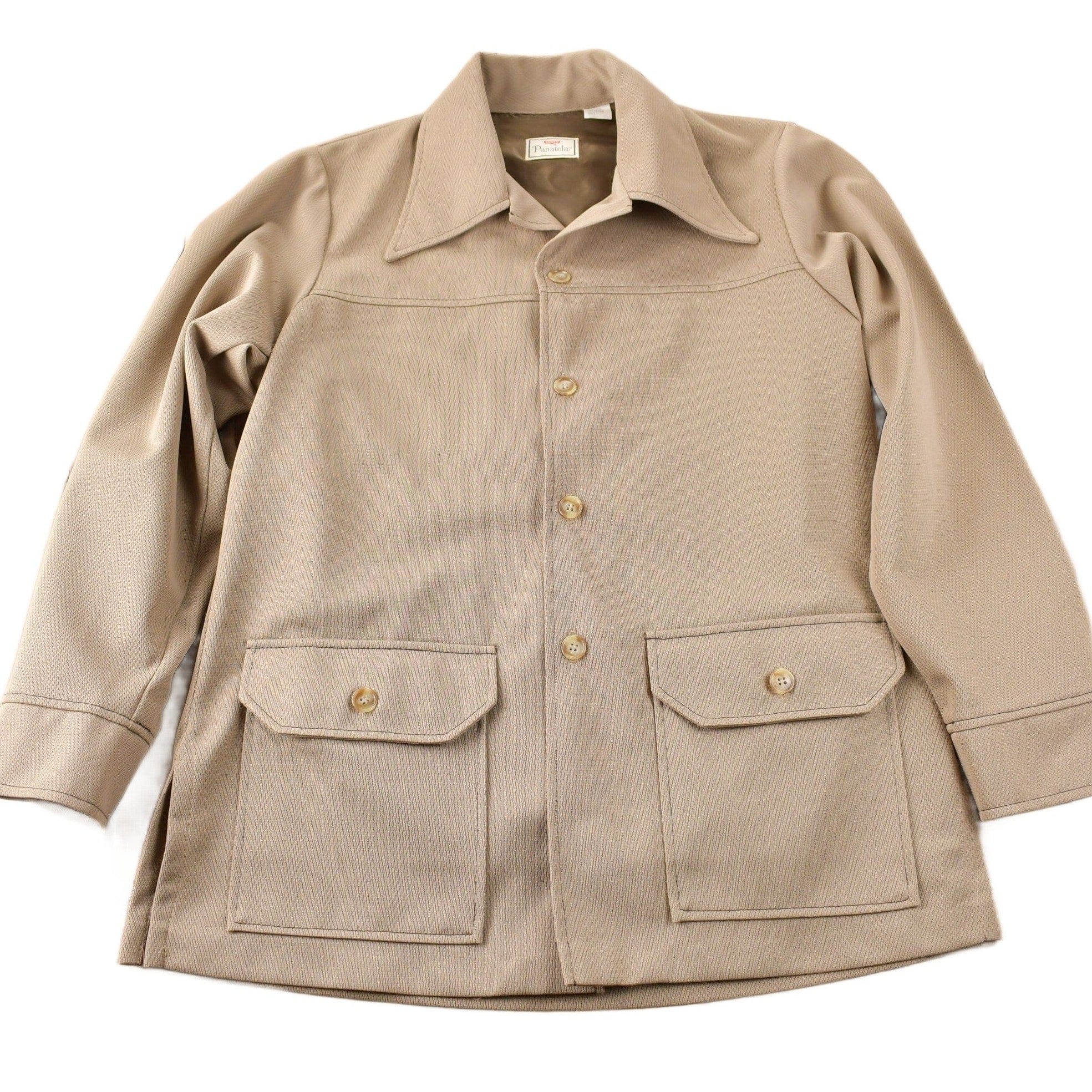 Vintage 1970s Levi's Panatela Tops Western Style Beige Button Up Shirt Made in USA Men's XL