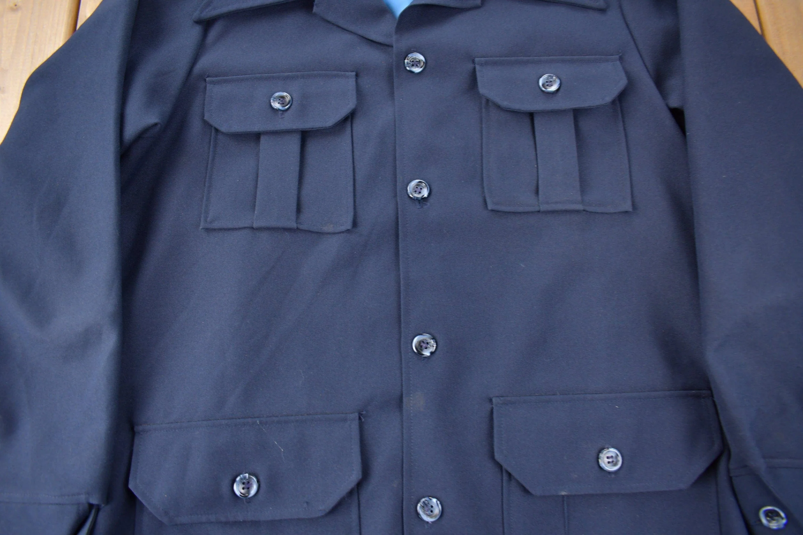 Vintage 1970s Levi's Panatela Tops Western Style Blue Button Up Shirt Made in USA Men's XL - Image 3