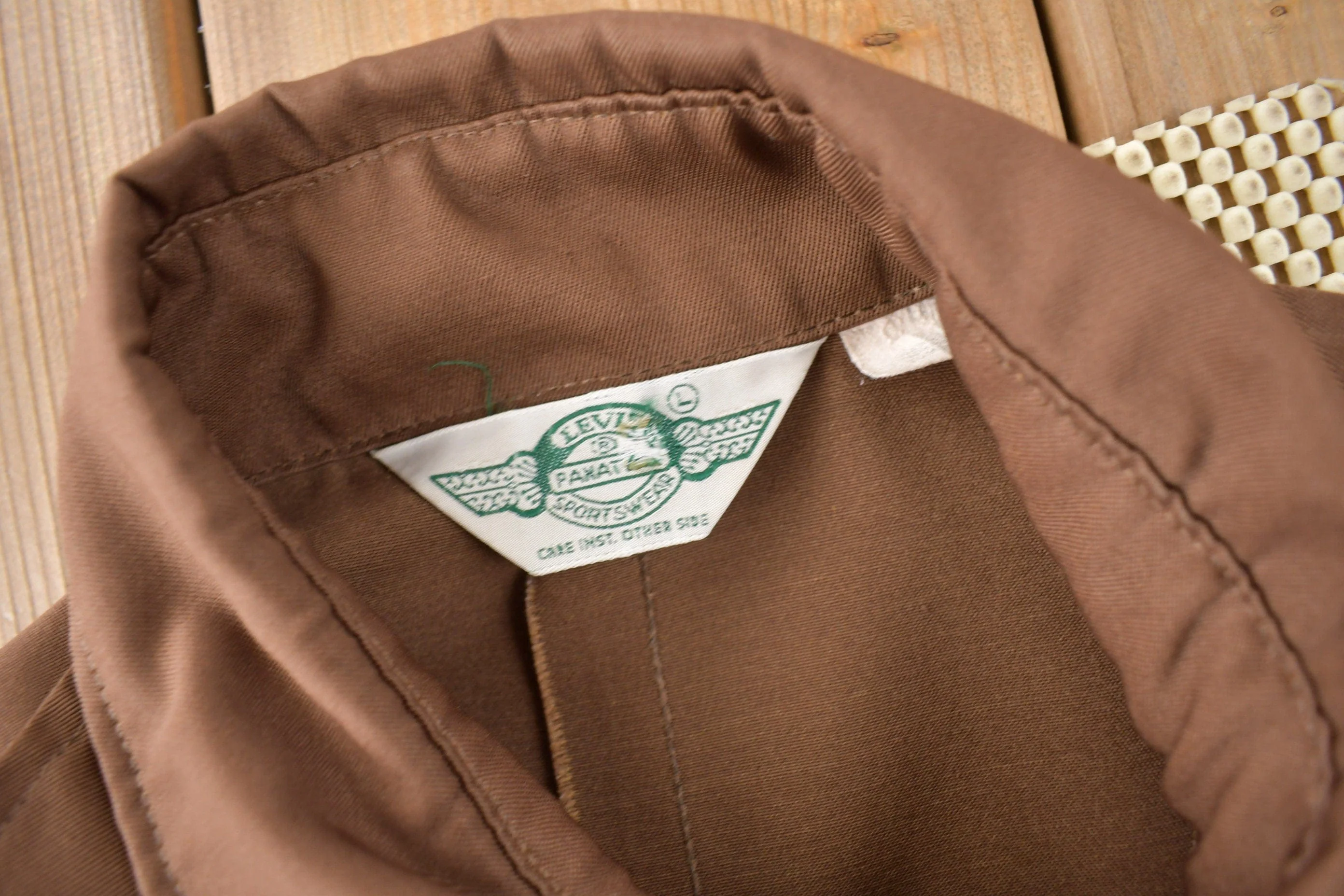 Vintage 1970s Levi's Panatela Tops Western Style Brown Button Up Shirt Made in USA Men's L - Image 4