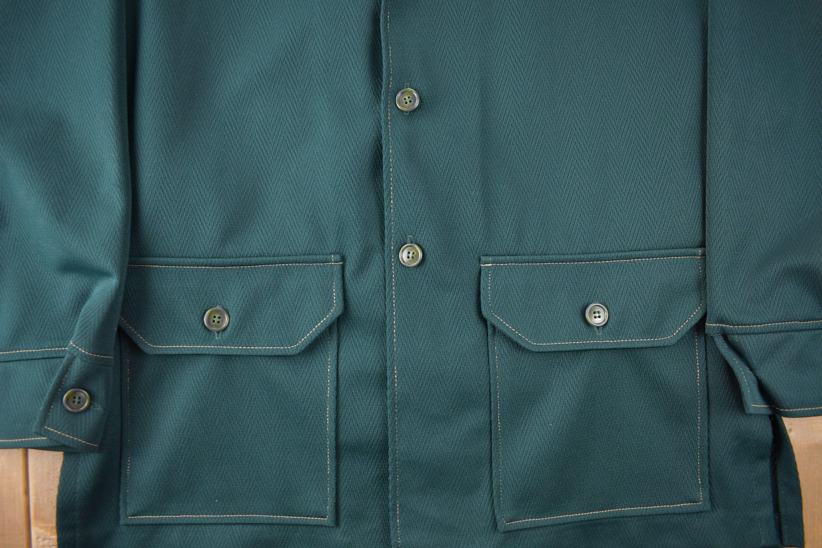 Vintage 1970s Levi's Panatela Tops Western Style Dark Green Button Up Shirt Made in USA Men's XL - Image 3