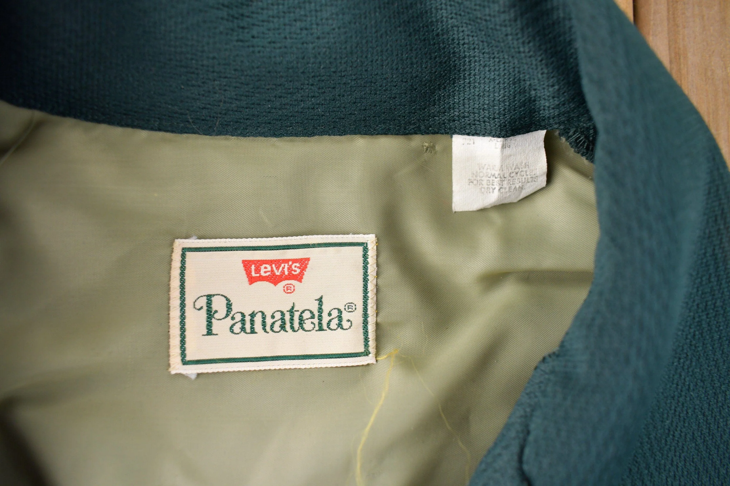 Vintage 1970s Levi's Panatela Tops Western Style Dark Green Button Up Shirt Made in USA Men's XL - Image 4