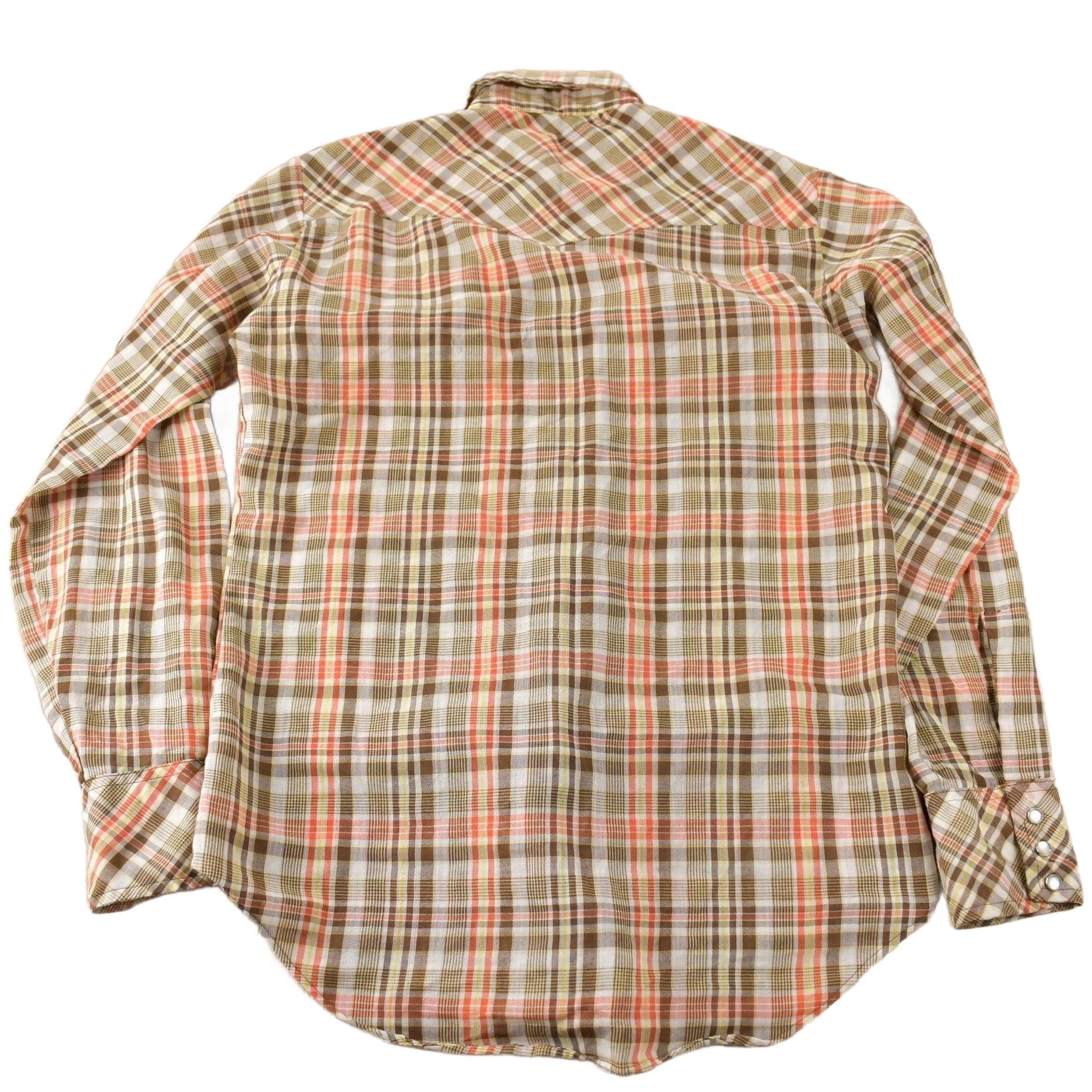 Vintage 1970s Levi's Pearl Snap Western Style Plaid Button Up Flannel Shirt Men's S - Image 2